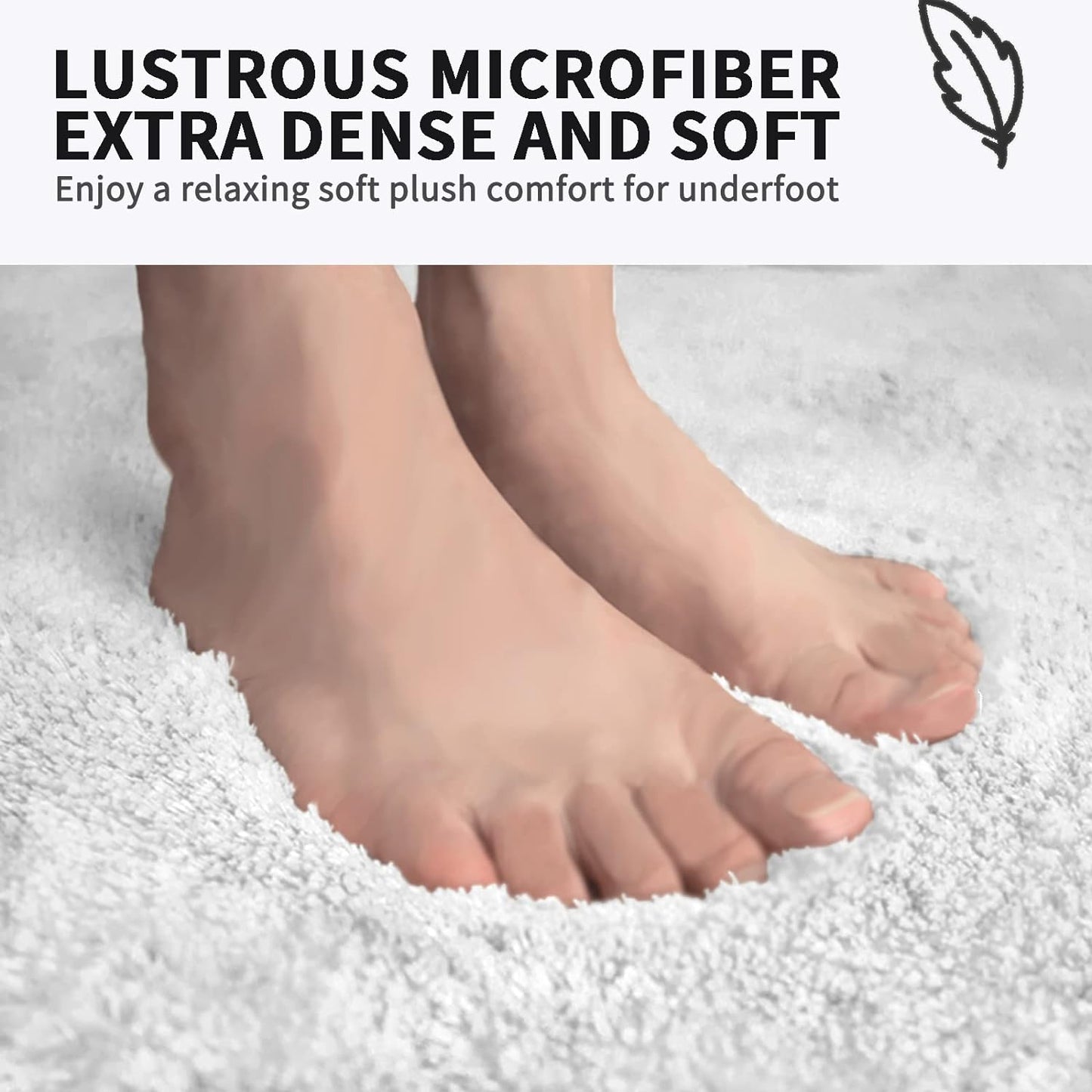FIFU Bathroom Runner Rug 24" W x 48" L, Bath Mats for Bathroom, Bedroom & Kitchen, Non-Slip Rubber Latex Backing, Comfort & Soft Shower Bathmat & Carpet for Sink, Home & Hallways, White