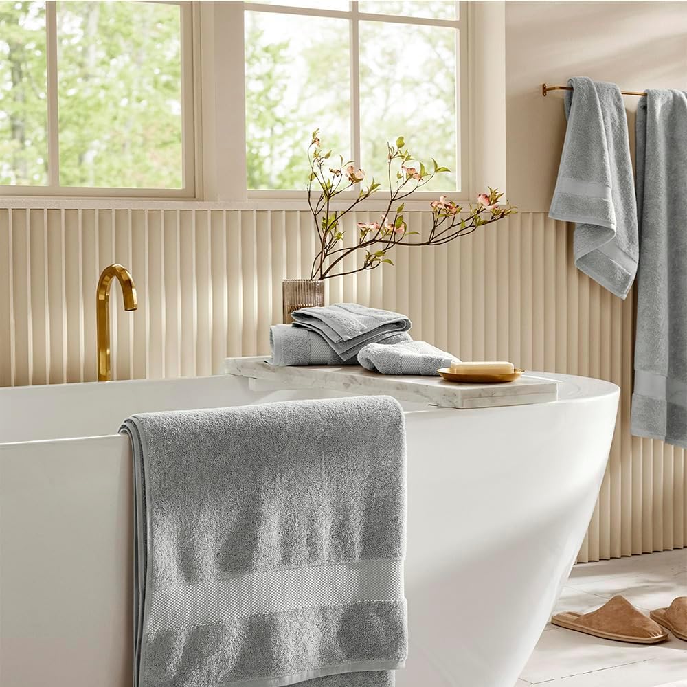 BOLL & BRANCH Plush Bath Sheet Set - Shore - 6 Piece - Includes 2 Oversized Bath Sheets, 2 Hand Towels & 2 Washcloths - 100% Organic Cotton - Ultra Soft & Luxurious - Quick Absorbing