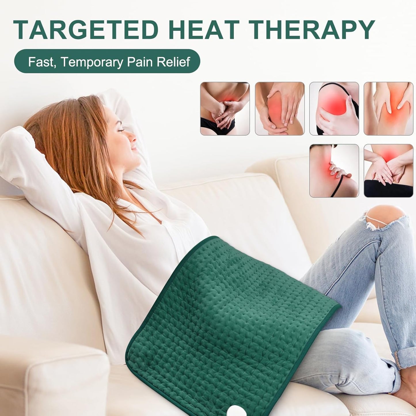 Heating Pad for Back Pain Relief 17"x33" Large, Moist Dry Heat Options, XL Electric Heating Pads, 9 Heat Settings, Machine Washable, Auto-Off, Gifts for Women, Mom, Men