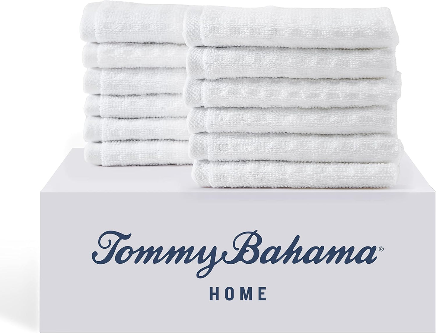 Tommy Bahama - Washcloths, Soft & Absorbent Cotton Towels, Low Linting & Fade Resistant, Oeko-Tex Certified (Northern Pacific White, 12 Piece)
