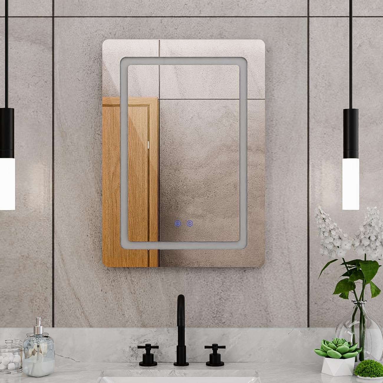 DreamLine Brilliance 28 in. H x 20 in. W Rectangular Light-up Mirror