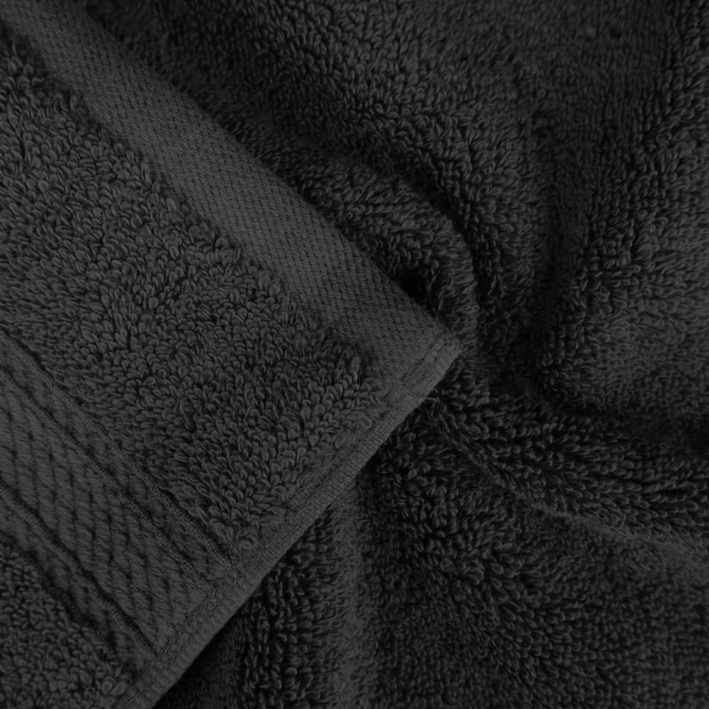 Superior Egyptian Cotton Pile Face Towel/Washcloth Set of 6, Ultra Soft Luxury Towels, Thick Plush Essentials, Absorbent Heavyweight, Guest Bath, Hotel, Spa, Home Bathroom, Shower Basics, Black