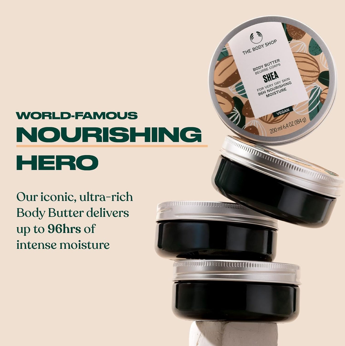 The Body Shop Body Butter Trio - 3 Piece Set, Shea, Almond Milk, British Rose Body Butter, Travel Sizes, Vegan