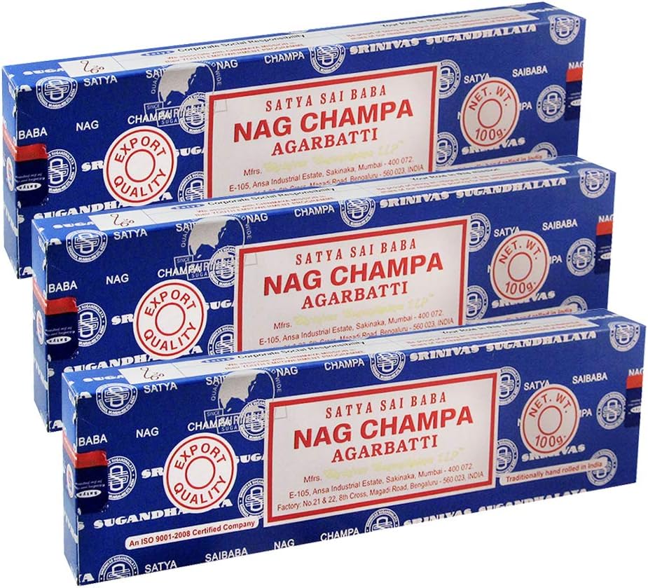 TRUMIRI Incense Stick Holder Bundle with Satya Sai Baba Nagchampa 100g Incense Sticks - Pack of 3 (Approx 300 Sticks)