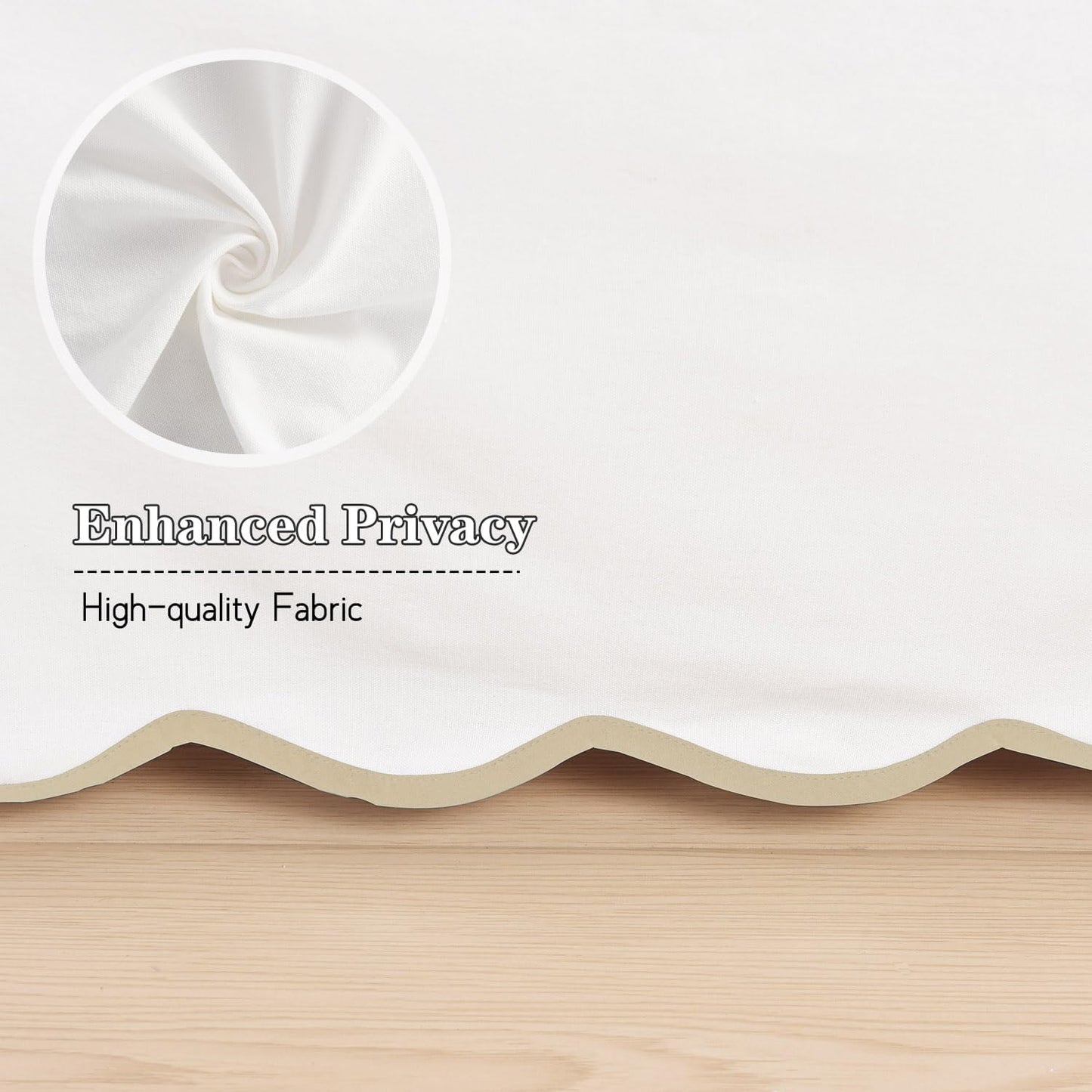 HIG Off White Chic Queen Bed Skirt - Easy Fit Scallop Edge Pleated Bedskirts, 14 Inch Drop Anti-Slip Dust Ruffle, Thick Fabric for Enhanced Privacy, Pre-Washed for Long-Lasting Use(N60022)