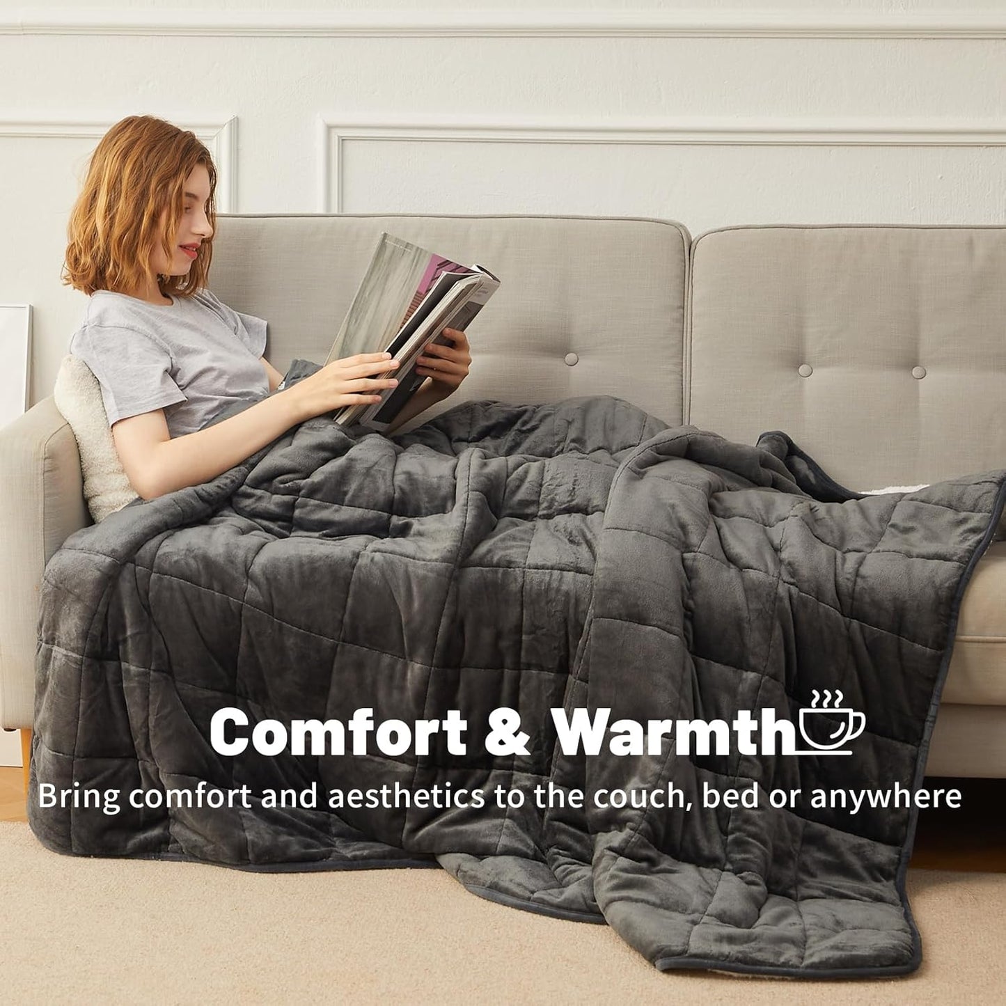 Weighted Blanket 25 lbs, 104x88 inches - Thick, Warm Heavy Blanket for Couple, Fluffy Sherpa Fleece for Bed, Soft, Fuzzy King Size