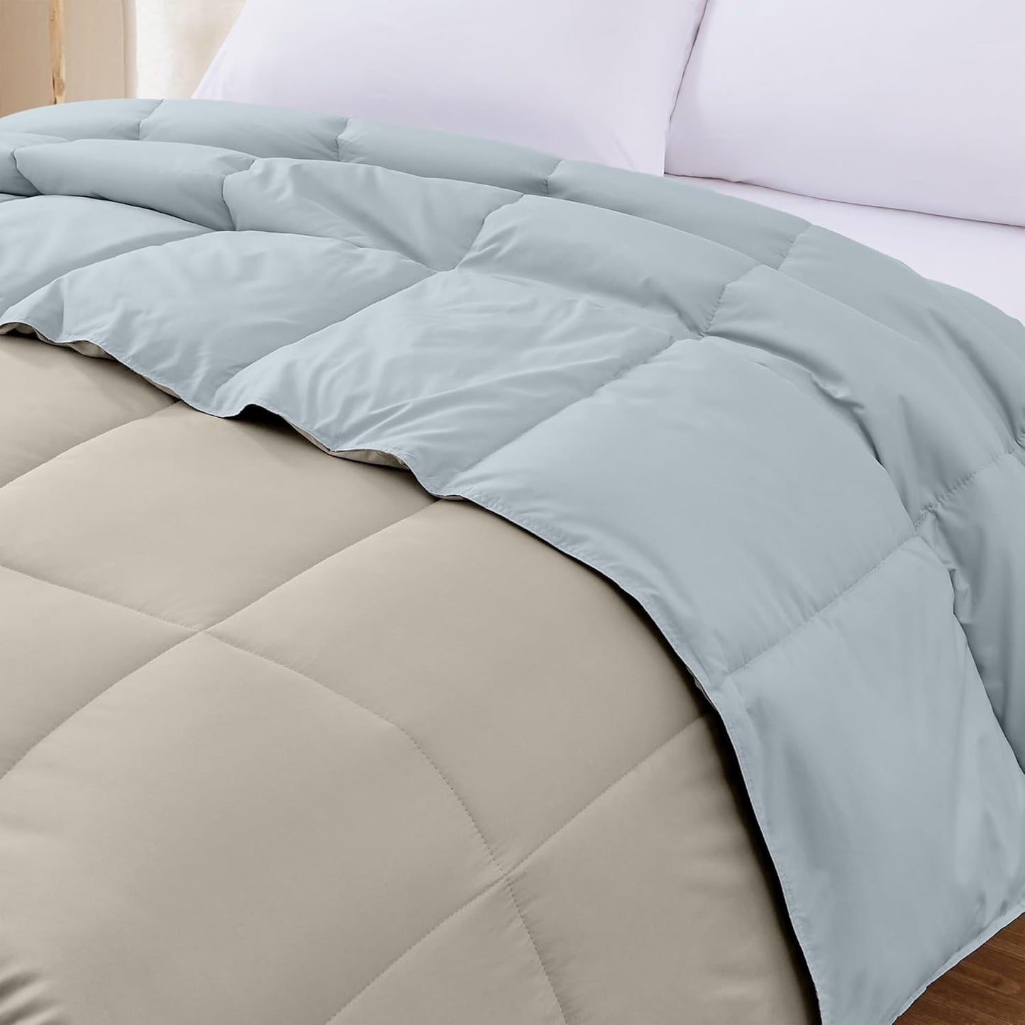 Modern Threads Down Alternative Reversible Comforter Beige/Light Blue King