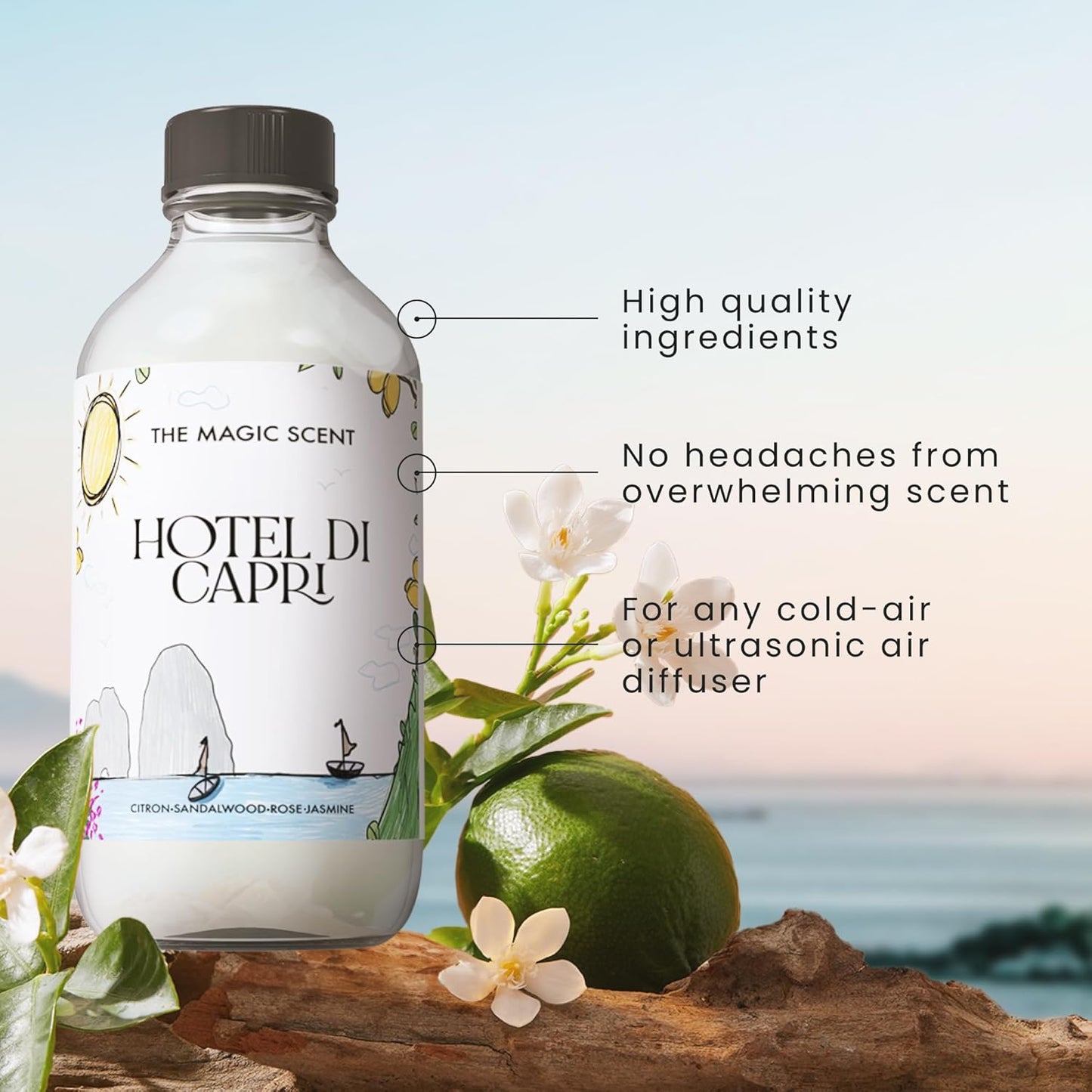 The Magic Scent Hotel Di Capri Hotel Scent Diffuser Oil - Cold-Air & Ultrasonic Fragrance Oil for Diffuser - HVAC scents Inspired by Capri, Italy - Essential Oils for Diffusers - 8.5 fl oz, 250 mL