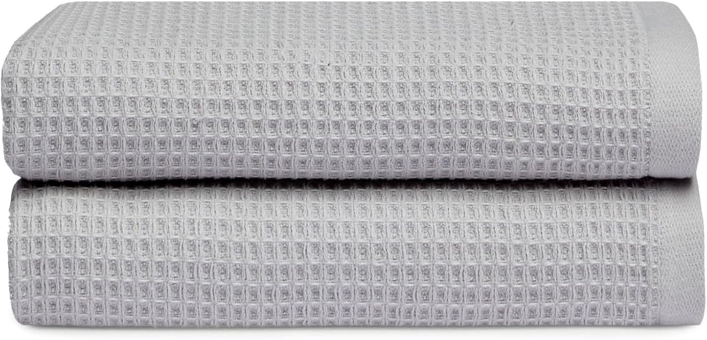 Cozy Earth Waffle Hand Towels - 60% Cotton 40% Viscose from Bamboo Hand Towels 20 x 30 Inches - Soft & Absorbent Terry, Reversible Mini Textured Waffle & Weave Pattern - 2 Pack