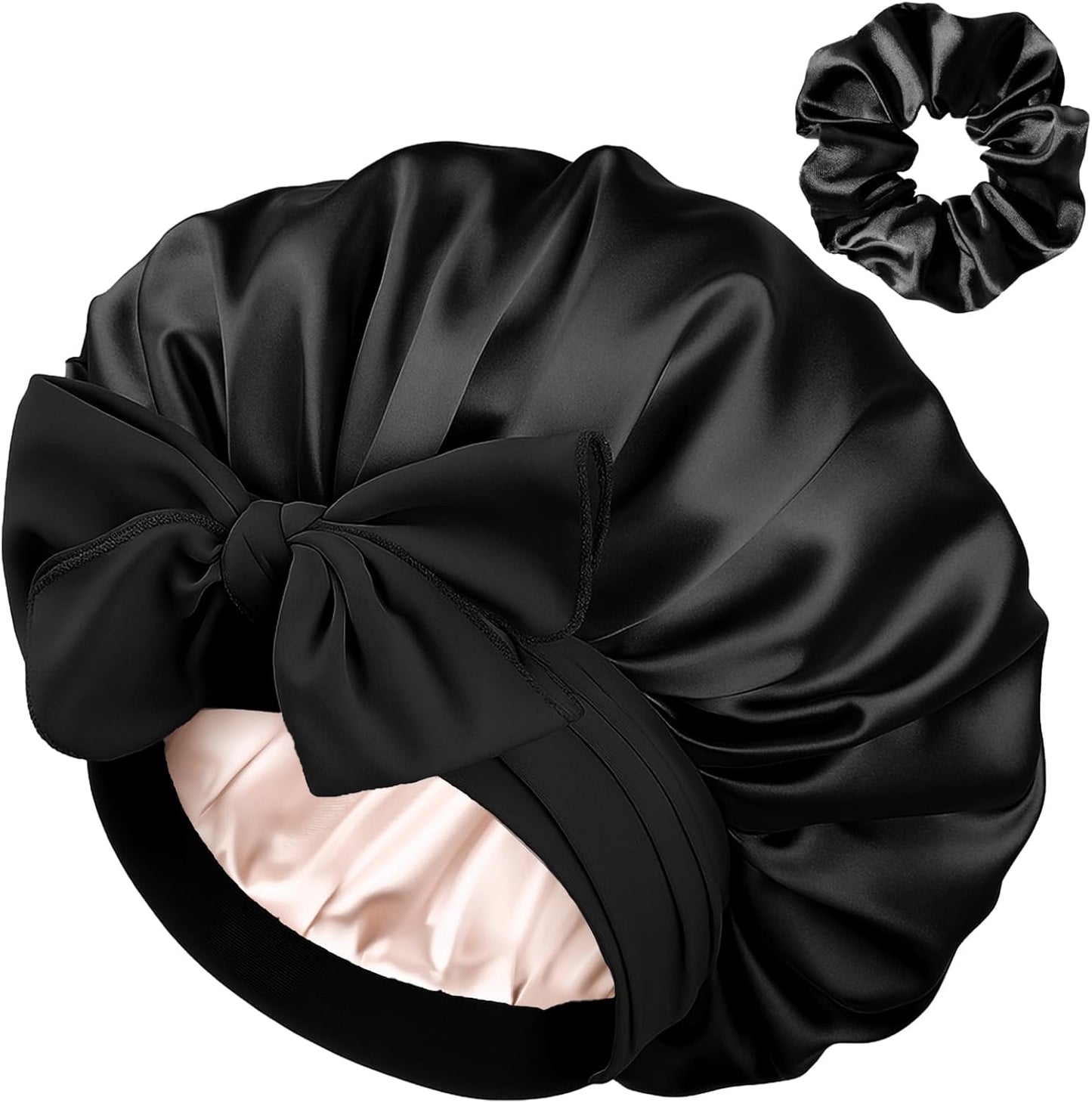 YANIBEST Silk Hair Bonnet for Sleeping, Double Layer Hair Bonnet with Elastic Tie Band for Curly Natural Hair Reduce frizz