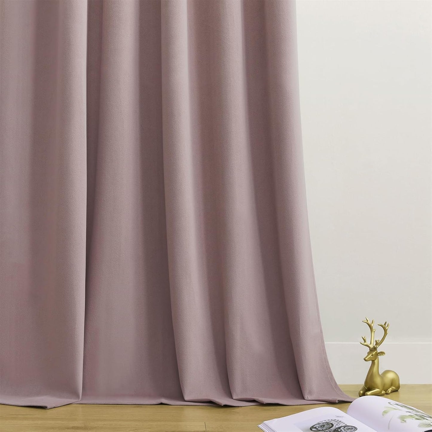 Joydeco Customized Curtains, 100% Blackout Curtains for Bedroom and Living Room, Heavy Duty Luxury Thermal Insulated Rose Pink Velvet Curtains Rod Pocket & Back Tab 1 Panel, Custom Size
