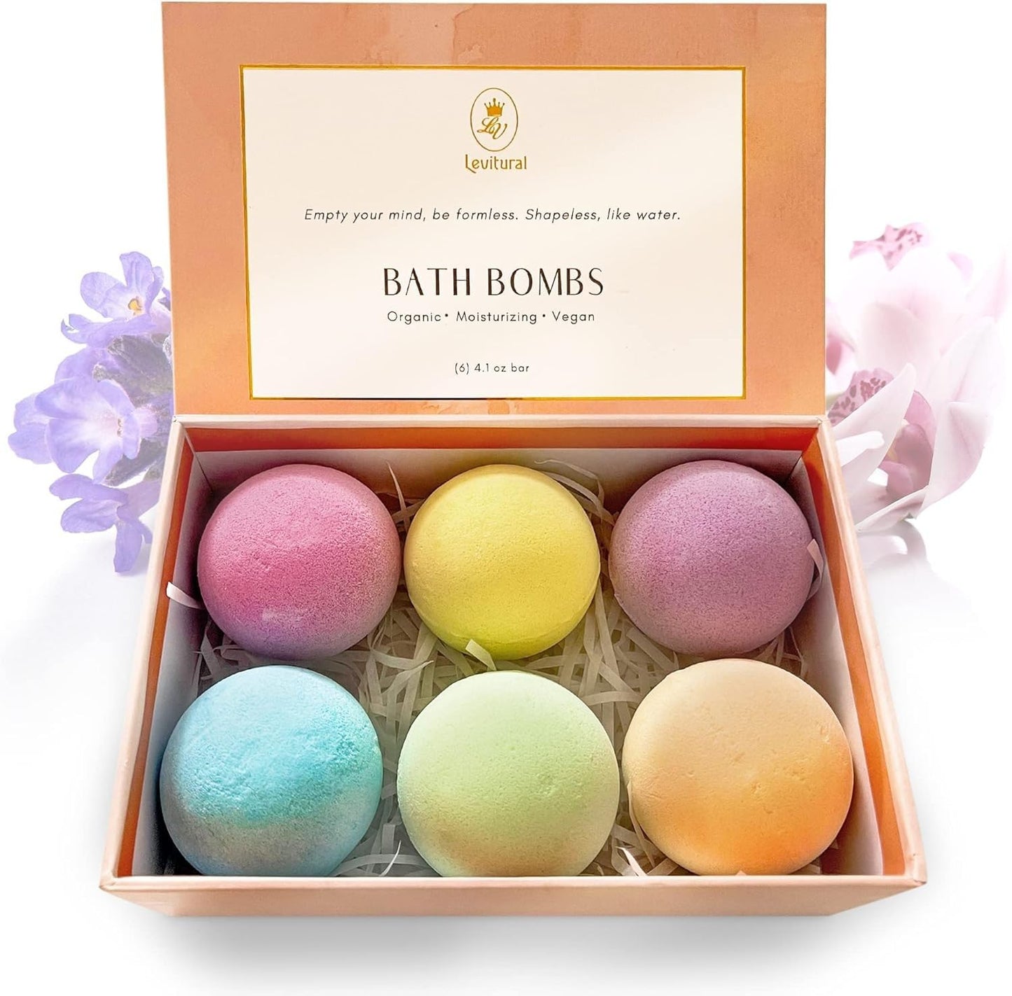 Levitural Bath Bombs Gift Set – Organic & Natural Spa Fizzies for Relaxation, Moisturizing, and Aromatherapy – Perfect for Women, Men, and Kids