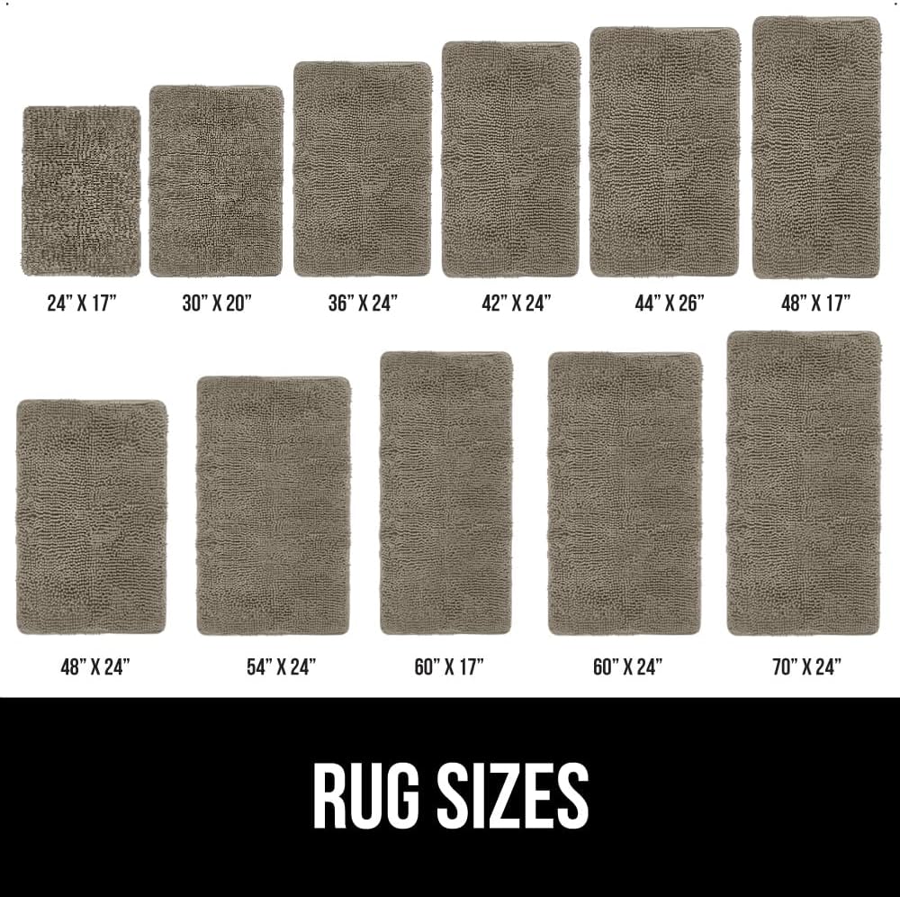 GORILLA GRIP Bath Rug Mat 44x26, Thick Soft Absorbent Chenille, Quick Dry Microfiber Mats, Rubber Backing Washable Shower Floor Rugs, Bathmat Runner, US Designed Bathroom Home Decor Accessories Latte
