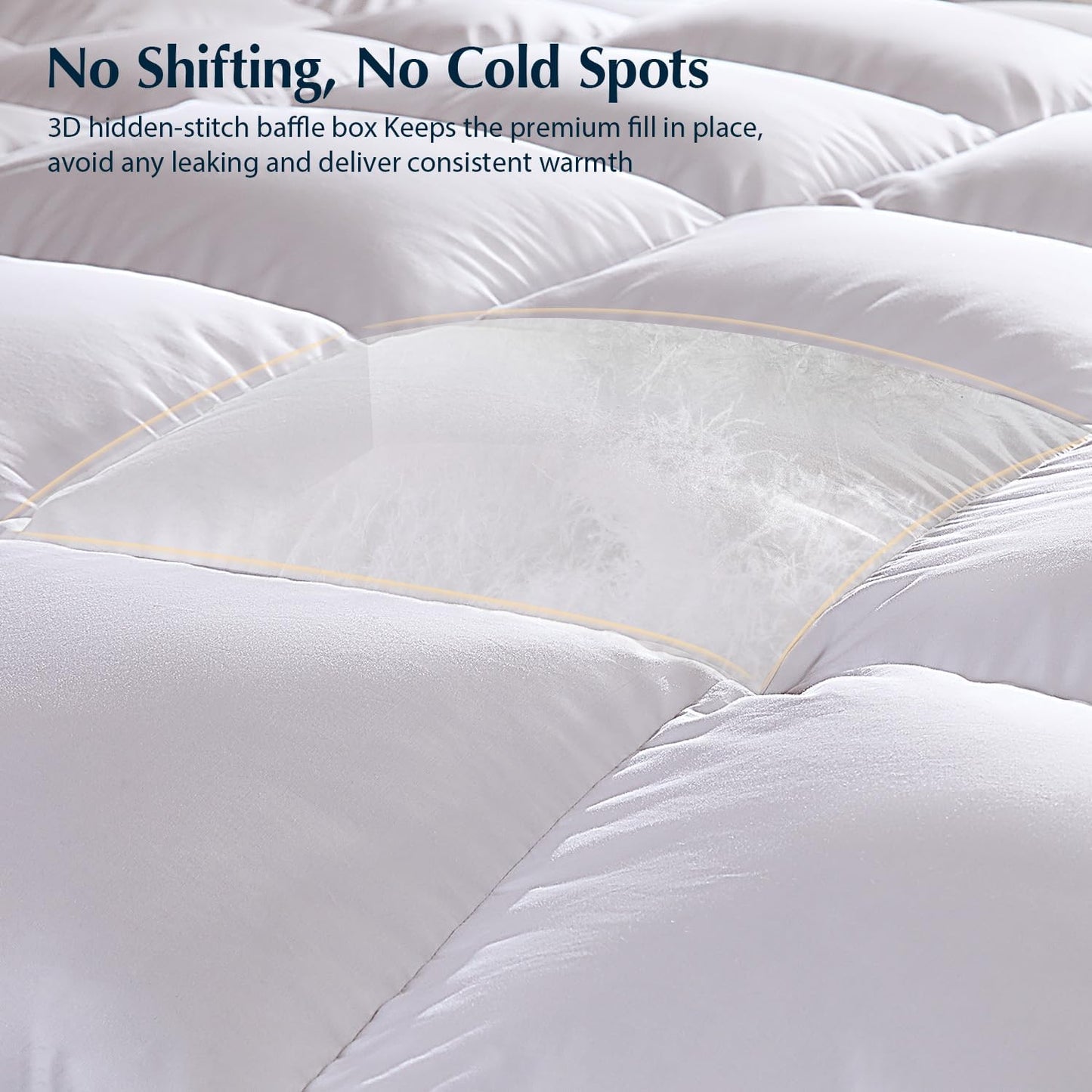 Pacific Coast Goose Feather Down Fiber Comforters Twin Size, Heavyweight Thickened Winter Duvet Insert, Ultra-Soft, Fluffy, Breathable, Hotel Luxury Bedding Comforters, 8 Tabs, 68"x90"