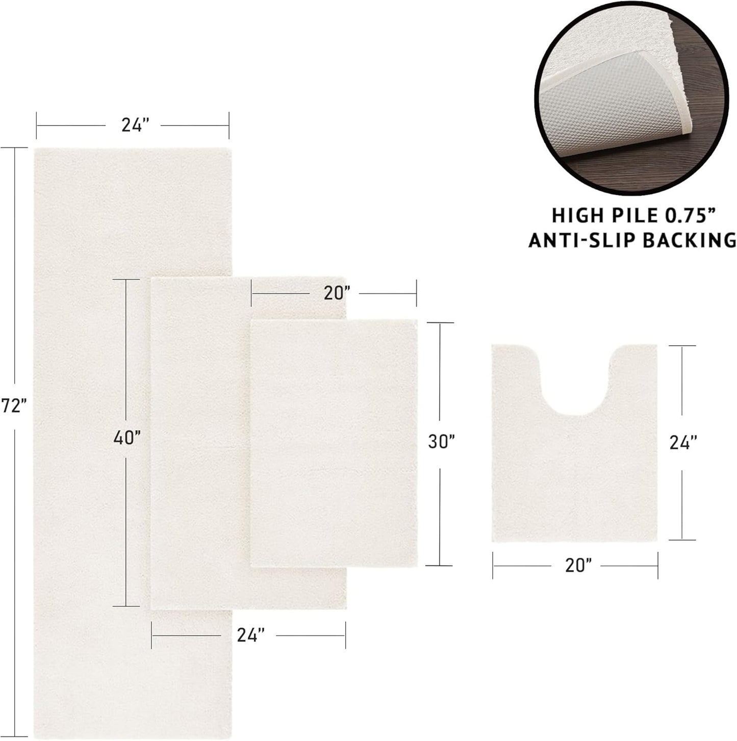 Madison Park Signature Non Slip, Luxrurious Plush Mat, Absorbent, Quick Dry, Spa Design Bath Room Décor Marshmallow Bathroom Rug, 1'8"x2'6", Cream