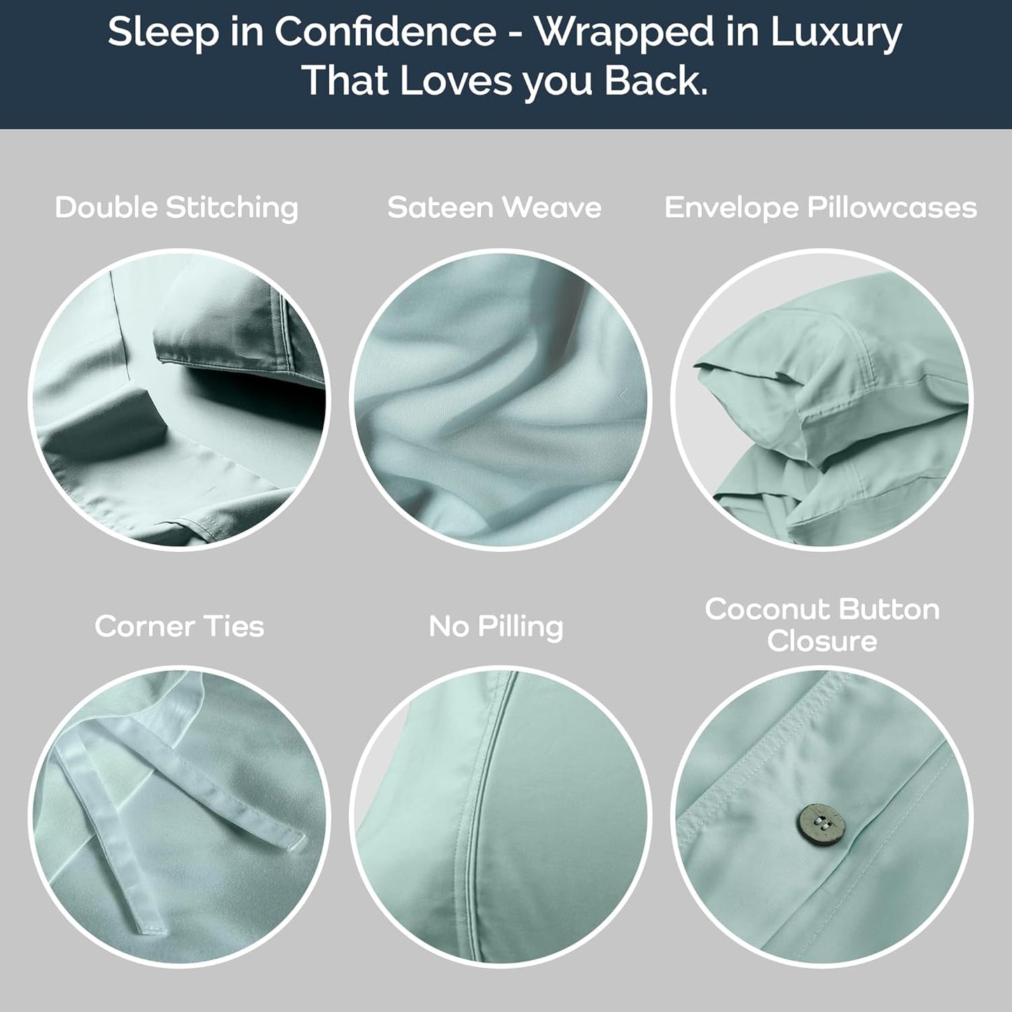 Olive + Crate Tencel Eucalyptus Cooling Duvet Cover Set- Hypoallergenic, Lyocell Tencel Duvet Cover - Soft, Temperature Regulating with Hidden Button Closure & Corner Ties - King Size [Eucalyptus]