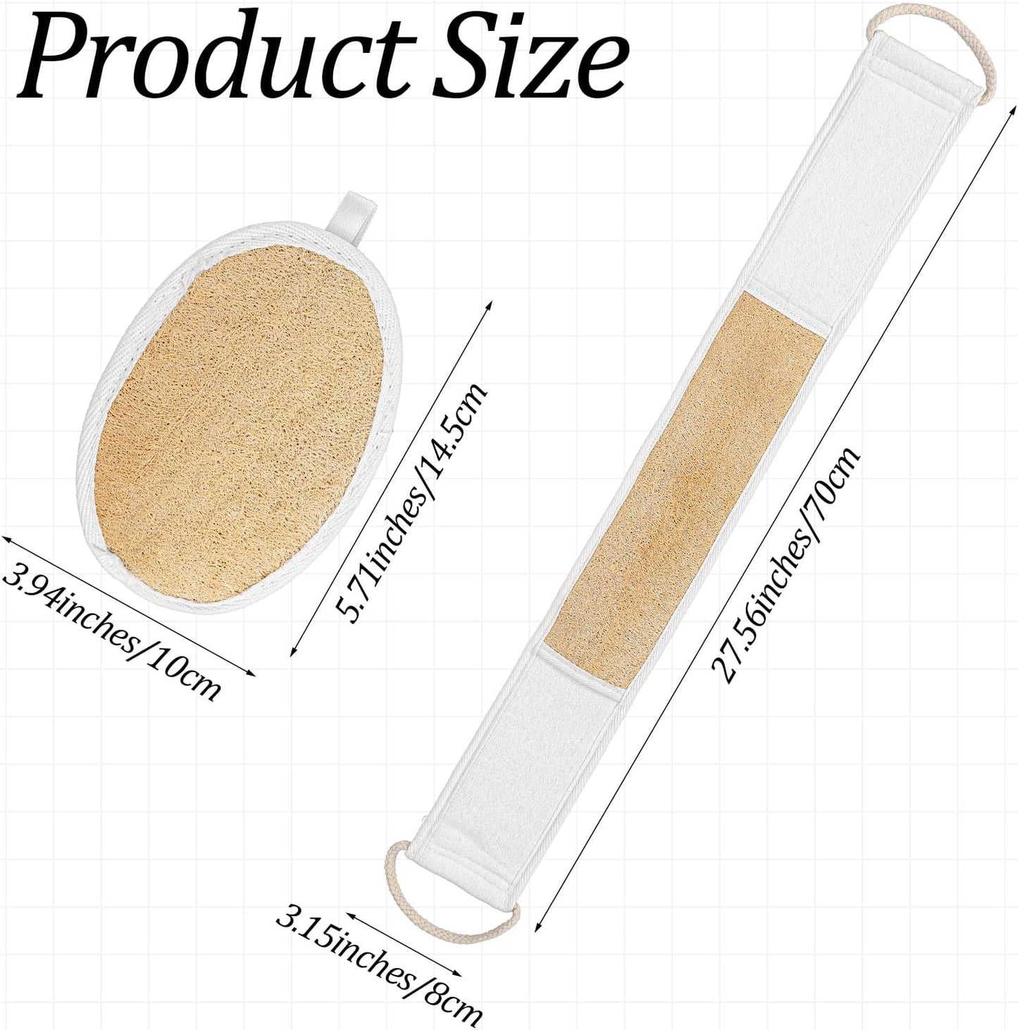 Natural Loofah Back Scrubber for Shower Back Exfoliator Luffa Exfoliating Bath Strap loofah Backs Scrubbers Baths Sponge Bath Shower Scrubber for Men and Women Deeply Clean Invigorate Your Skin