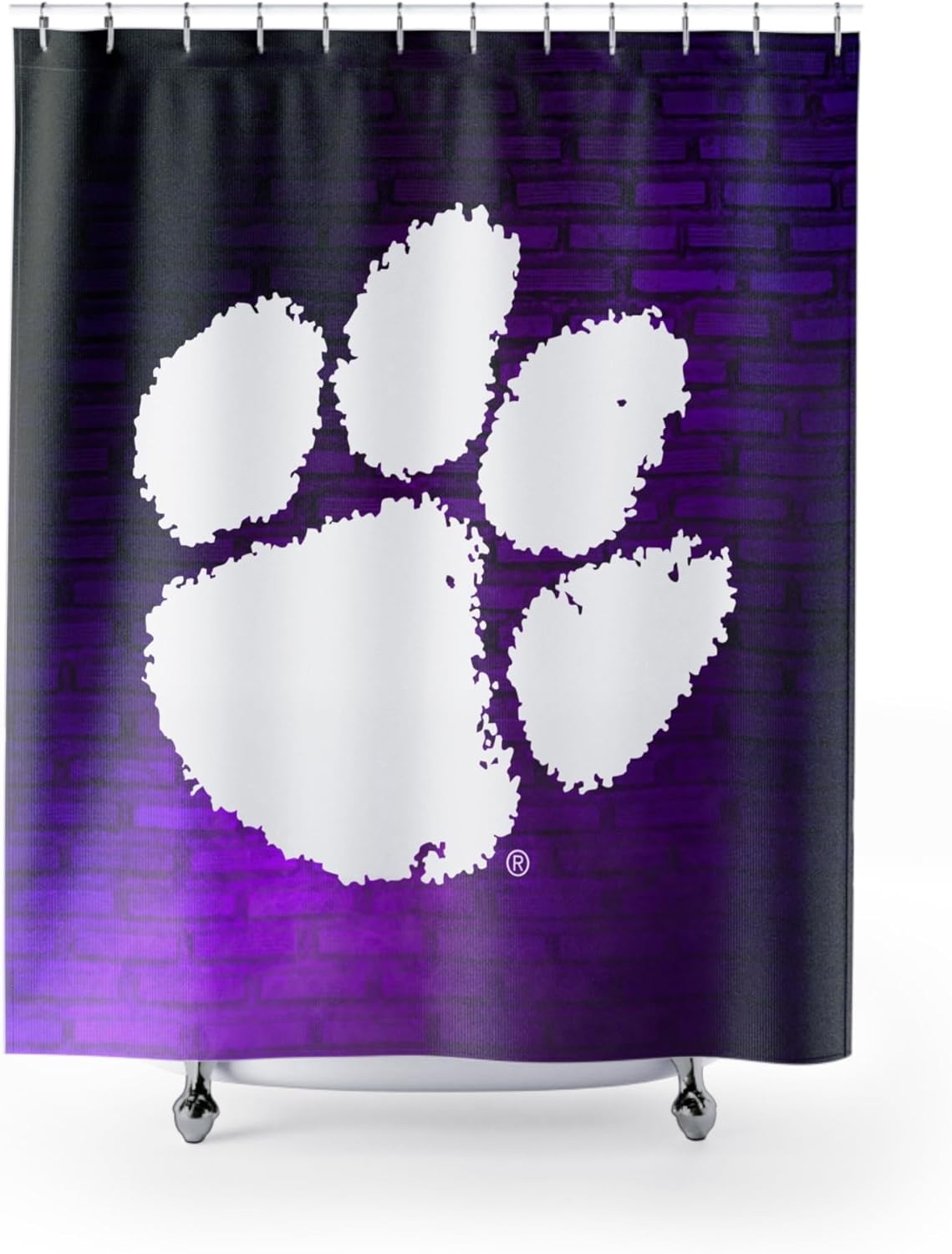 Clemson Tiger Shower Curtain – Transform Your Bathroom into a Vibrant, Durable, Water-Resistant, Machine Washable, and Easy-Care 71x74 Fan Zone Decor! (Black/Purple)