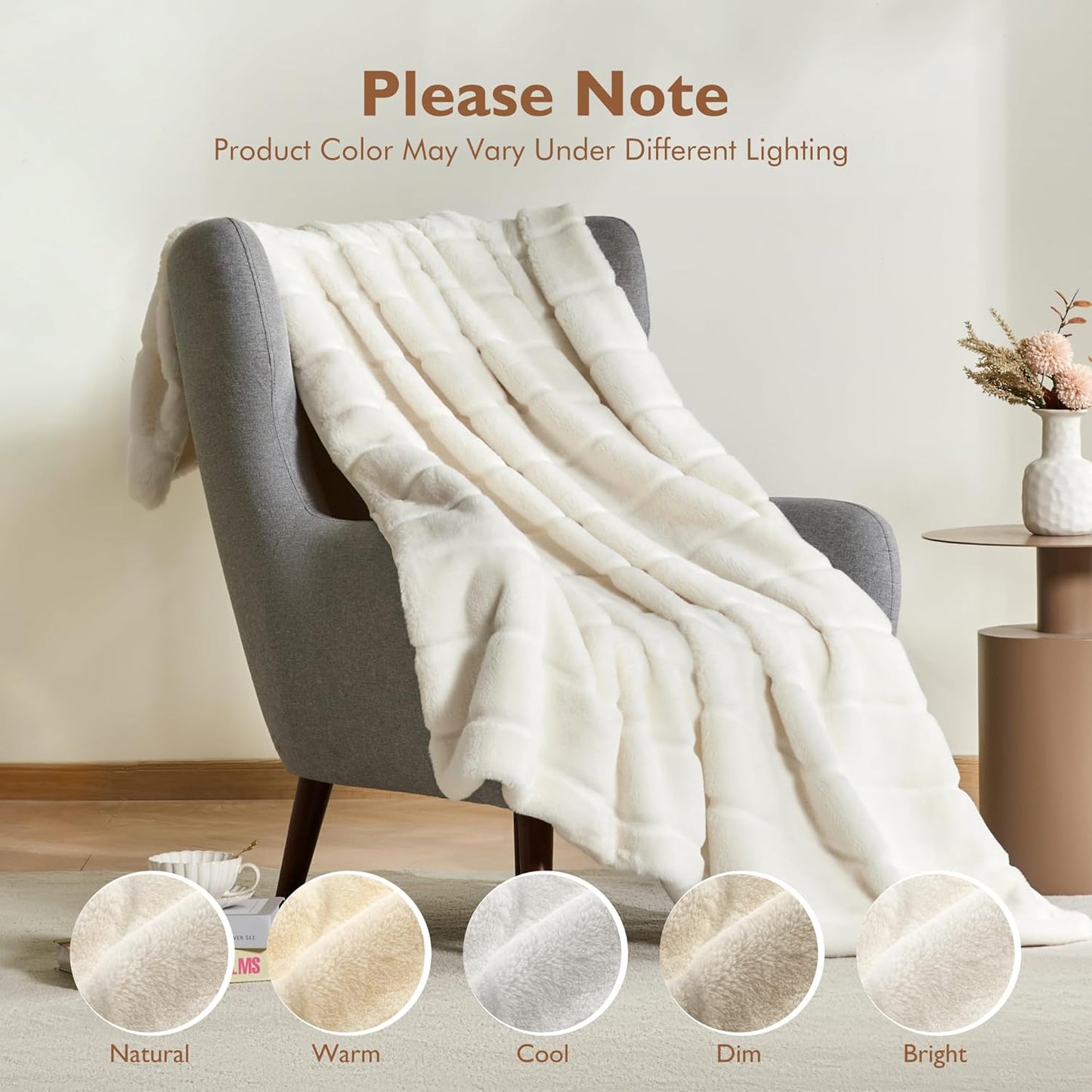 ALPHA HOME Luxury Faux Rabbit Fur Throw Blanket for Couch Bed, Cozy Gifts for Women Christmas, Ideal for Home Decor and Chilly Nights