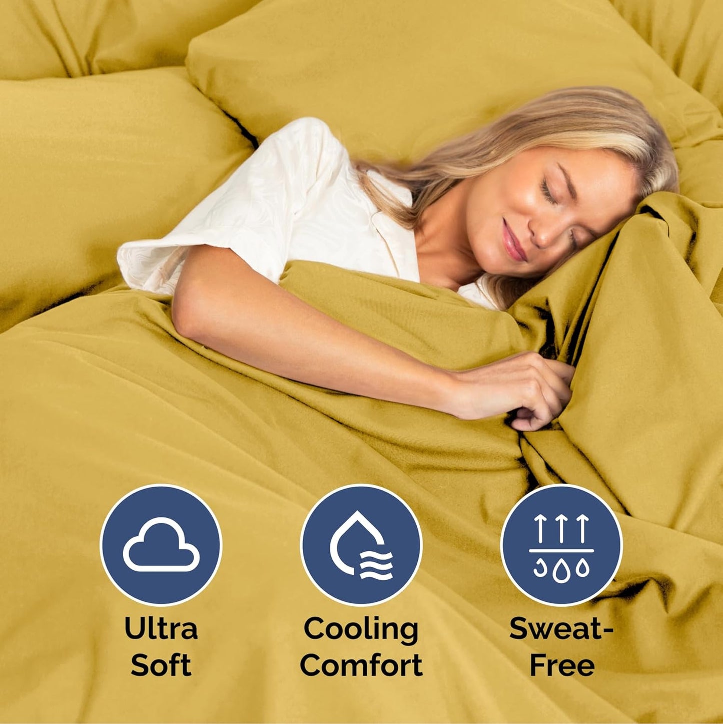 Queen Size 4 Piece Sheet Set - Extra Soft, Breathable & Cooling Sheets - Hotel Luxury Durable Bed Sheets for Women & Men - Deep Pockets, Easy-Fit & Wrinkle-Free Sheets - Mustard Oeko-Tex Bed Sheet Set