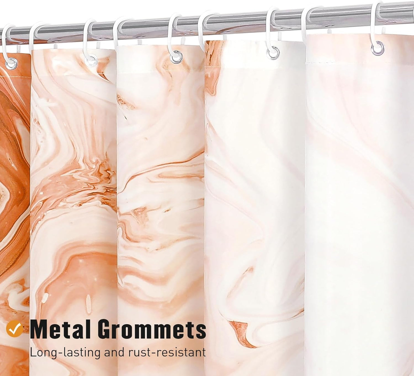 MitoVilla Orange Marble Shower Curtain, Abstract Ombre Fabric Shower Curtains for Modern Bathroom Decor, Luxury Cloth Watercolor Shower Curtain, 72x72
