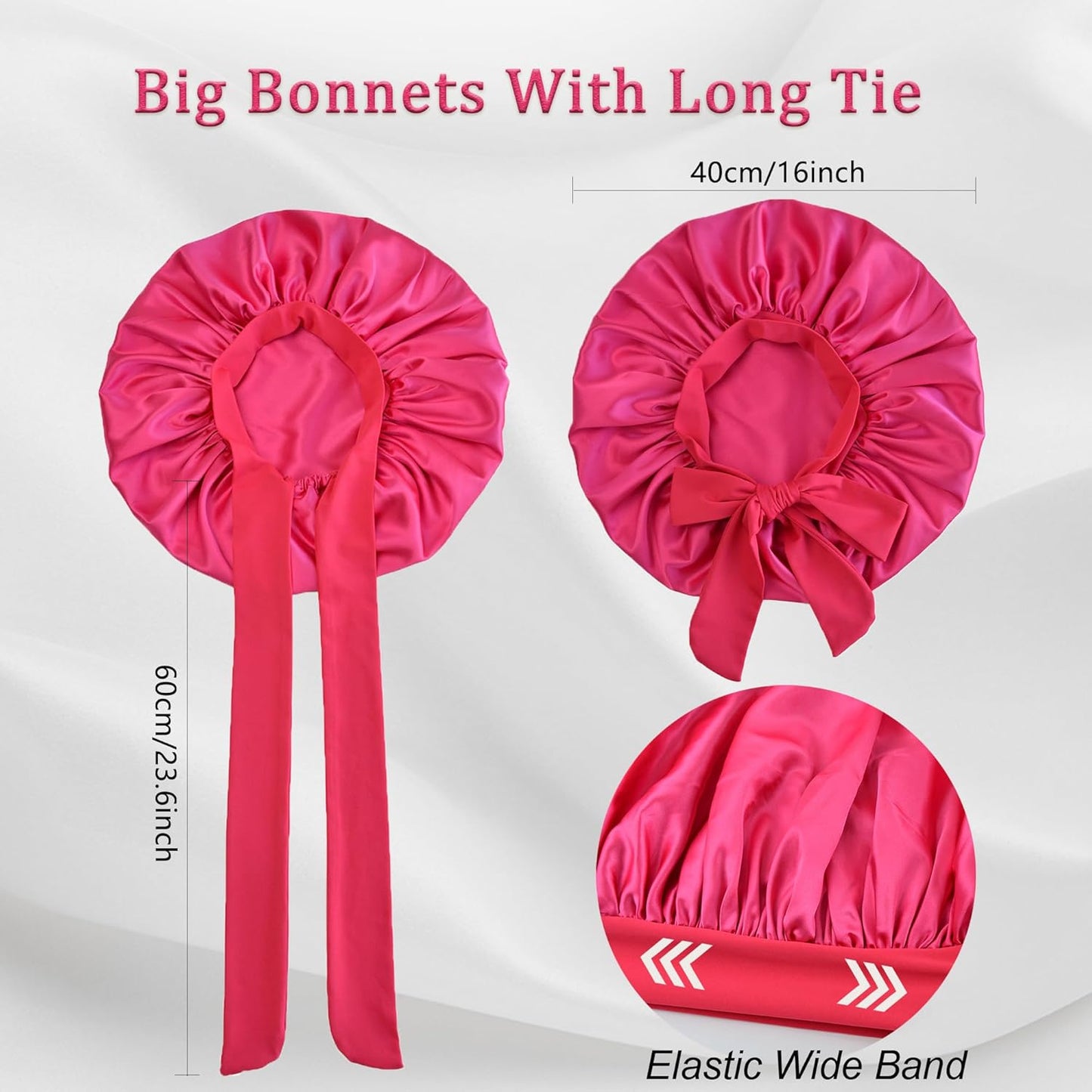 Silk Bonnet for Sleeping Women Satin Bonnet Double Layer Night Sleep Cap with Elastic Tie Band for Curly Natural Hair