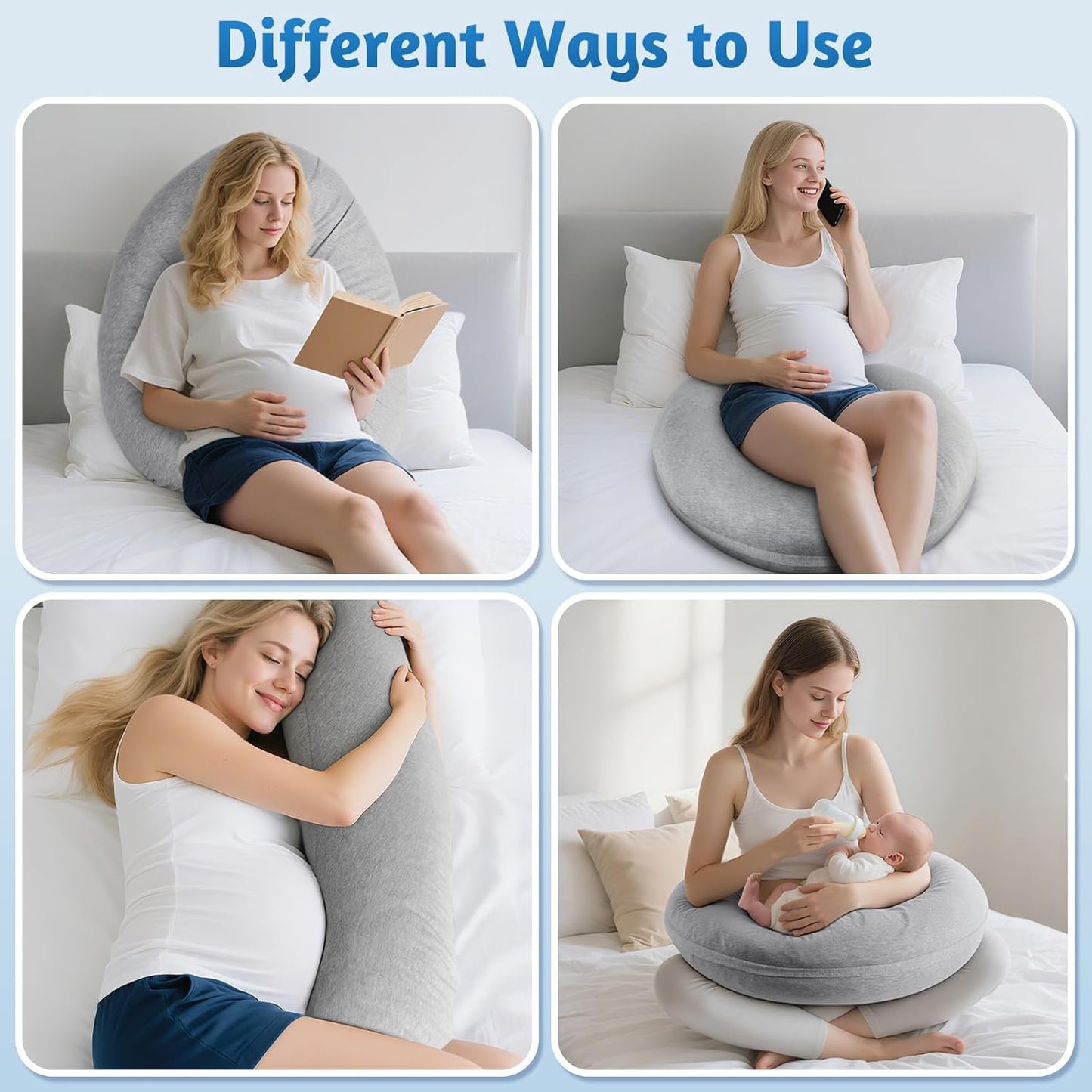 Pregnancy Pillows for Sleeping, C-Shaped Maternity Pillow for Pregnant Women, Memory Foam Body Pillow with Removable Cover, Adjustable Support for Back, Legs, Belly, Neck, 53.2’’ x 9.8’’