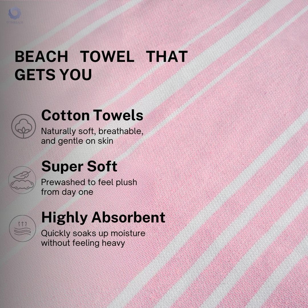 Cotton Turkish Beach Towel with Towels Oversized 36"x72" Pool Absorbent Extra Large Quick Dry Sand Travel Towel (Peony Plush, 4 Pack)