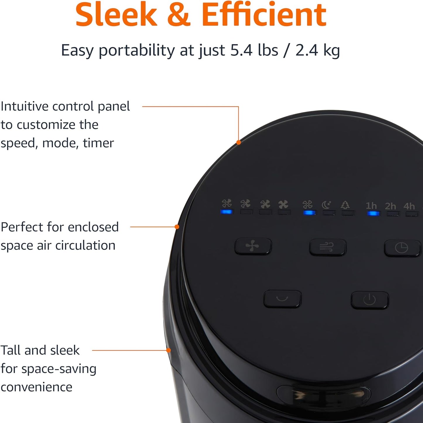 Amazon Basics 40" 70-Degree Oscillating Digital Tower Fan for Bedroom, Living Room, Office, With 4 Speeds, 3 Modes (Standard, Breeze, Nature), Timer Up to 15 Hours, Remote Control, 50W, Black