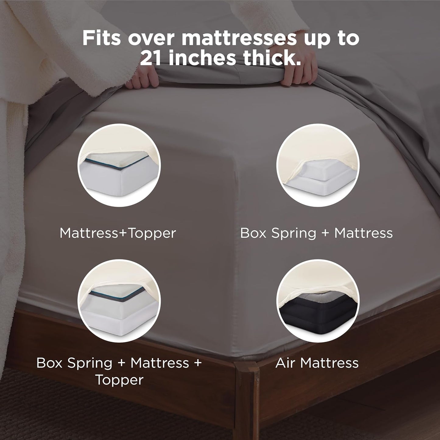 Bedsure Deep Pocket Queen Sheets Set - Fits Mattresses Up to 21 Inches Thick - 4 Piece GentleSoft Bed Sheets, Moisture Wicking, Soft & Cooling Bedsheet & Pillowcases, Easy & Secure Fit, Ivory
