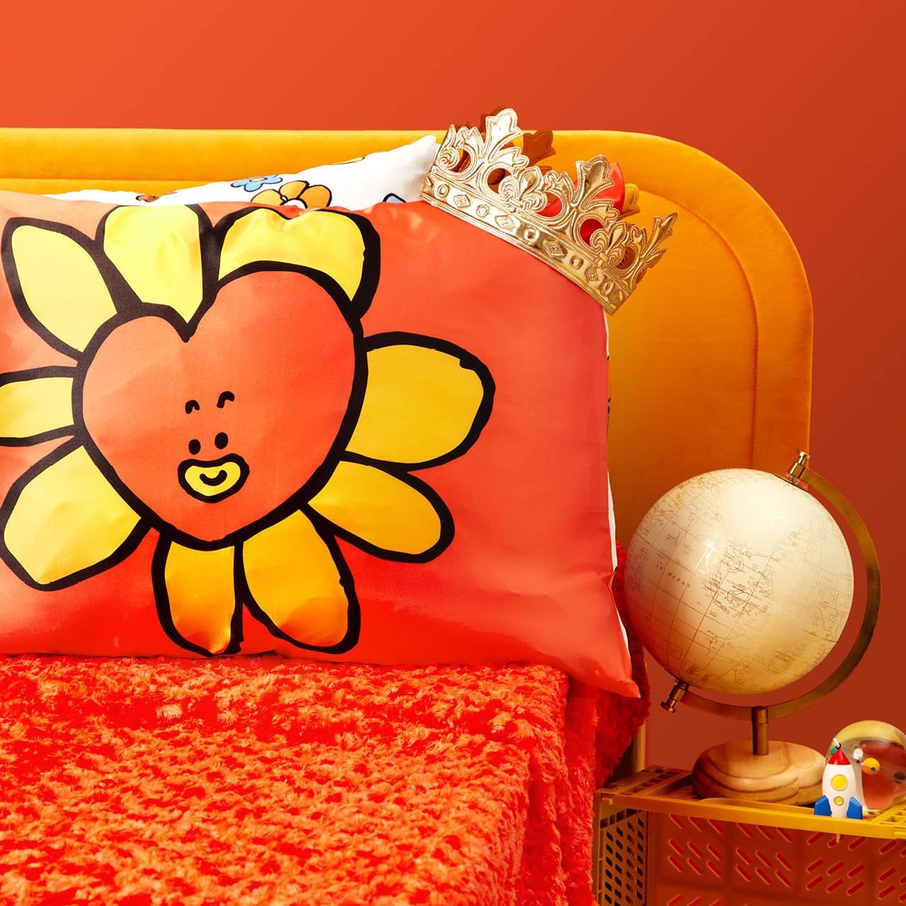 Kitsch x BT21 (Tata) Satin Pillowcase with Zipper for Hair & Skin - Softer Than Silk Pillow Cases, Smooth Cooling Pillow Cover, Wrinkle-Free, Machine Washable, King Size (19x36)