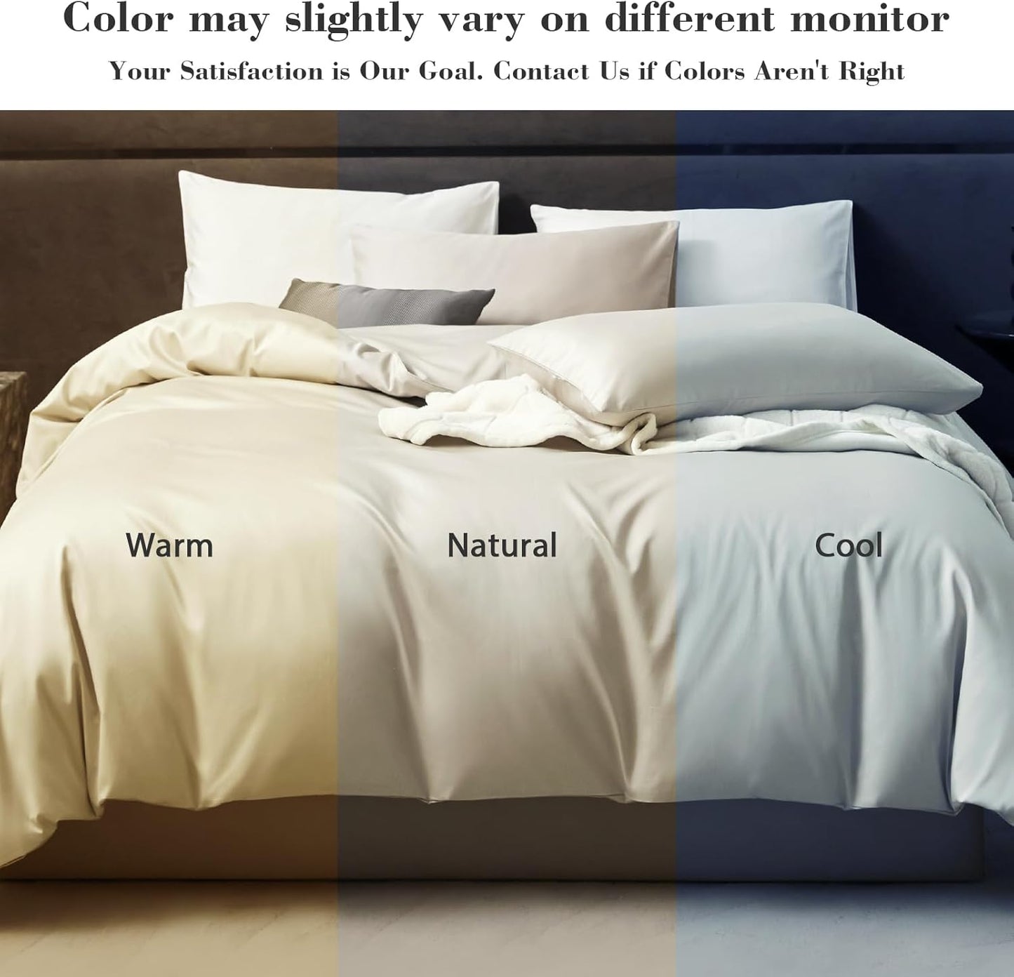 PURE ERA Duvet Cover Set 800 Thread Count Long Staple Cotton Sateen Silky Soft Luxurious Smooth 3 Piece Set Beige Queen