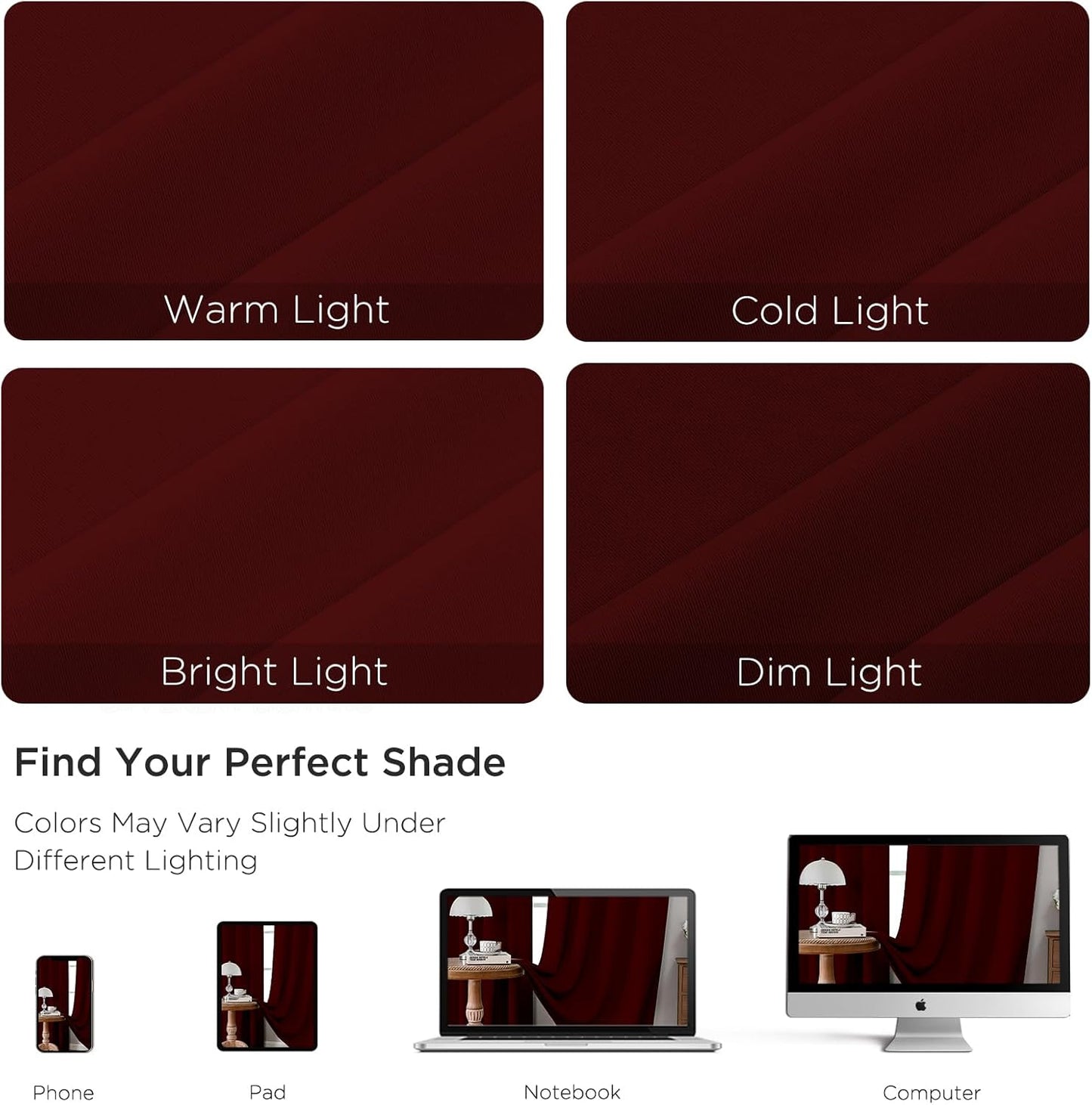 CUCRAF Burgundy Red Blackout Curtains Customize, Rod Pocket Room Darkening Curtain for Bedroom Living Room, Thermal Insulated Window Drapes 1 Panel (Custom Size, Color)