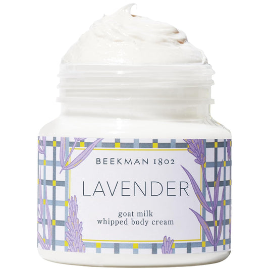 Beekman 1802 Whipped Body Cream, Lavender - Scented - 8 oz - Intensely Hydrating & Softens Skin - With Goat Milk - Good for Sensitive Skin - Cruelty Free