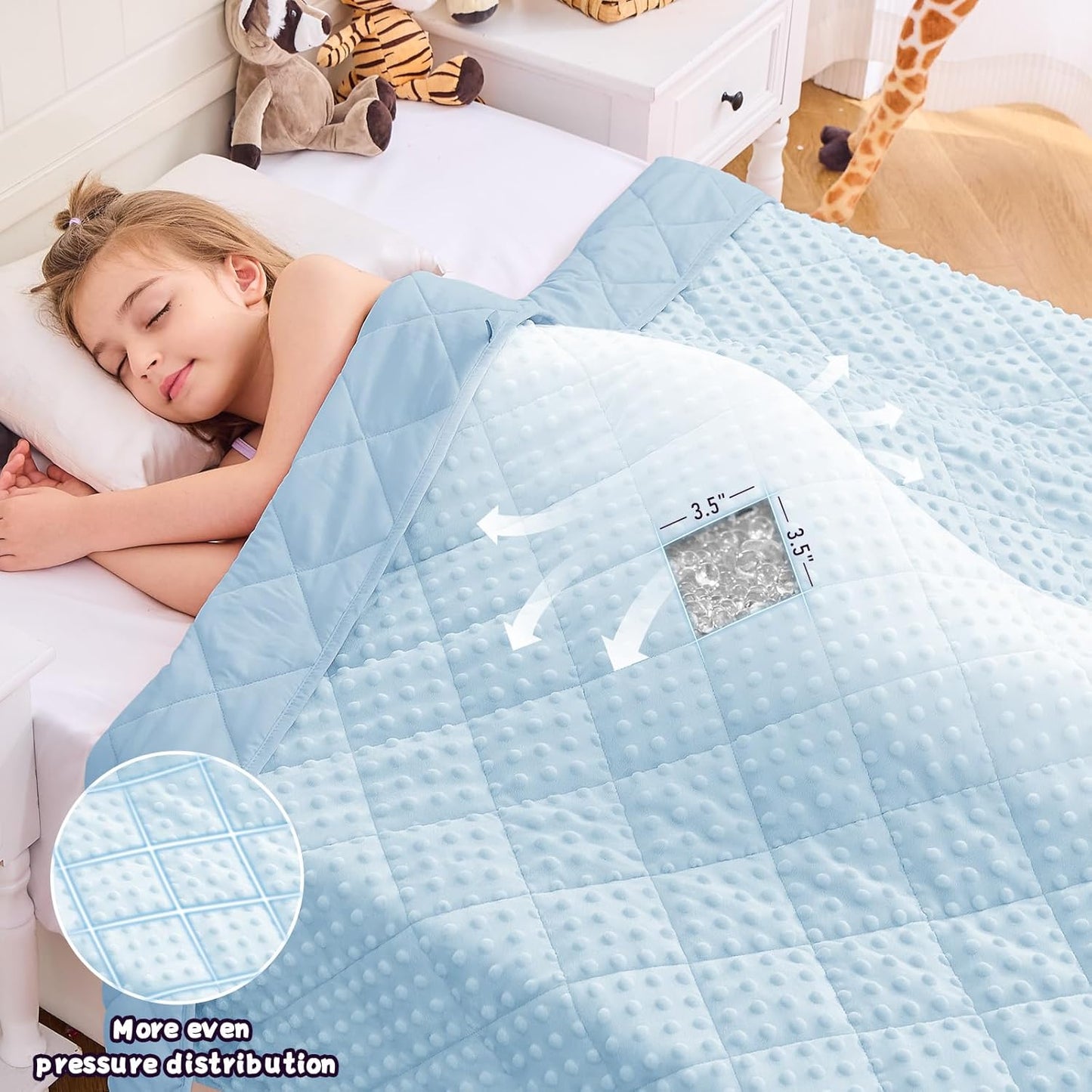 yescool Weighted Blanket 5 Pounds, Blanket Gifts for Boys and Girls, Small Weighted Throw Blankets Washable Heavy Blankets, Winter Weighted Comforter for 40-70lbs, 36 * 48in, Light Blue
