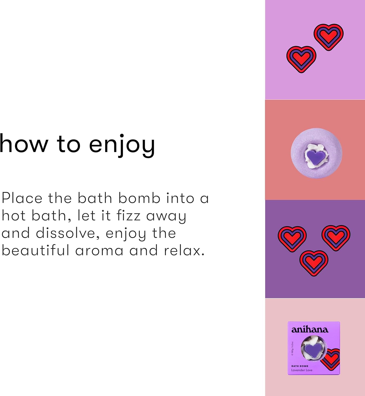 ANIHANA Bath Bombs with Coconut Oil, Paraben Free, Hand-Crafted Luxury Fizzers, Refreshing Lavender Love Scent, 6.3 oz Each, 3 Pack