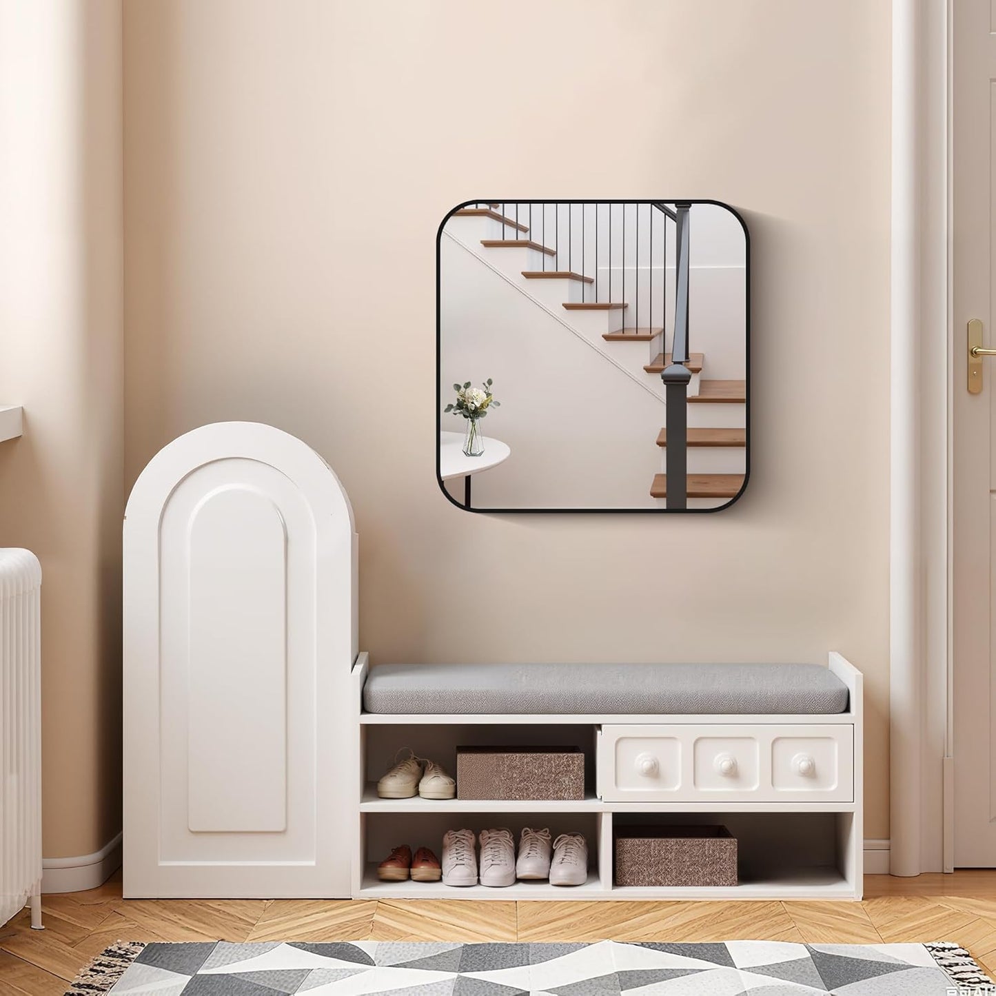 FORBATH Bathroom Mirror for Over Sink 24x24 Inch Black, Square Wall Mirror with Metal Frame, Rounded Corners for Bathroom, Bedroom, Entryway Décor