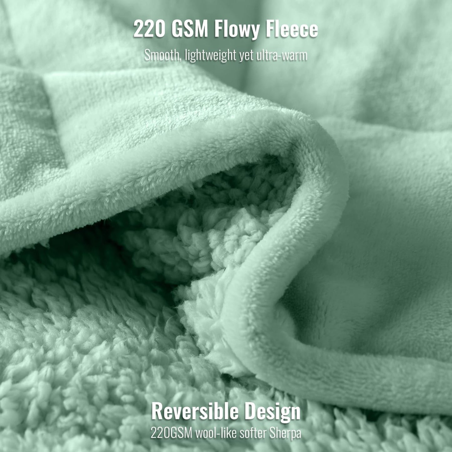 Uttermara Weighted Blanket Queen Size 15lbs 60x80 inches with Soft Plush Fleece, Cozy Warm Sherpa Snuggle Thick Heavy Blanket Great for Sleep and Calming, Sage Green