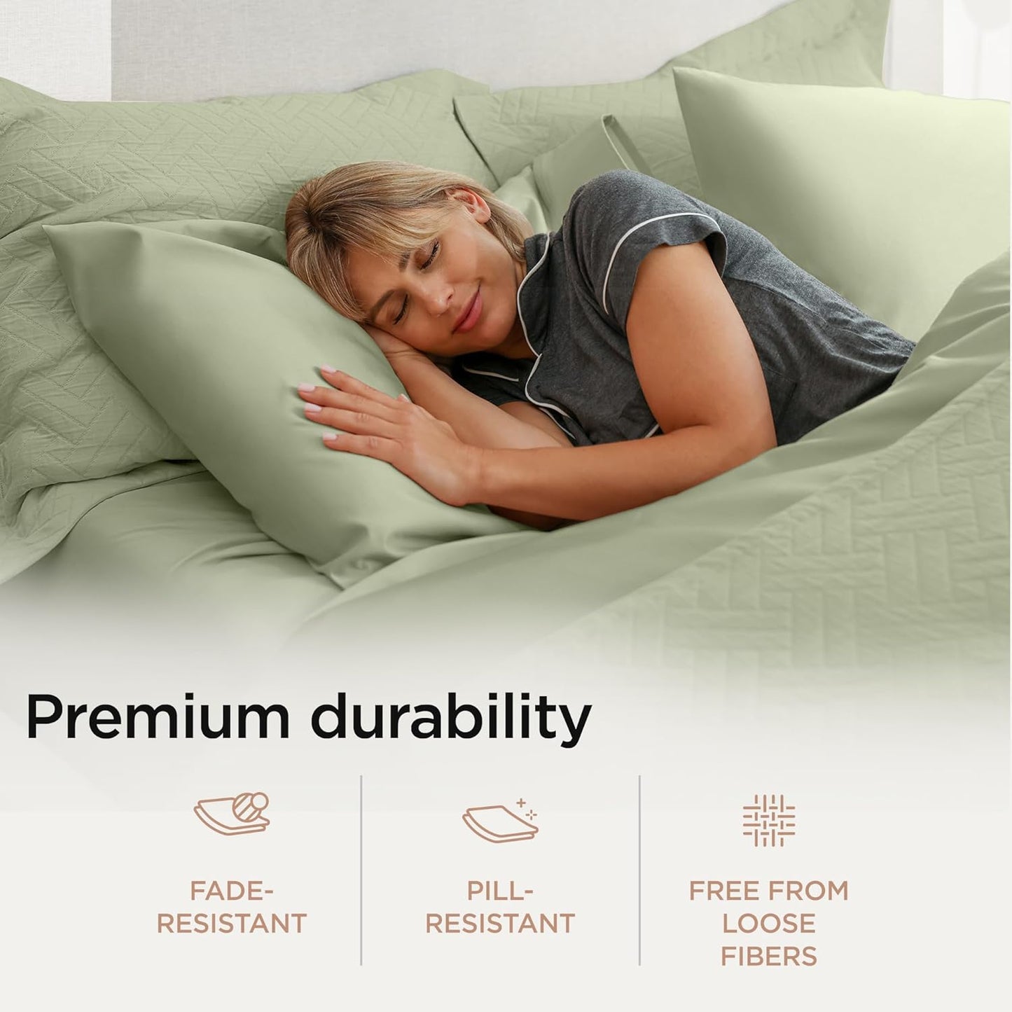 Threadmill Luxury Supima Cotton Sheets, 1000 Thread Count Soft 100% Cotton Sheets for King Size Bed, 4 Pc Sage Green King Bed Sheet Set, 5-Star Hotel Quality with Elasticized Deep Pocket King Sheet