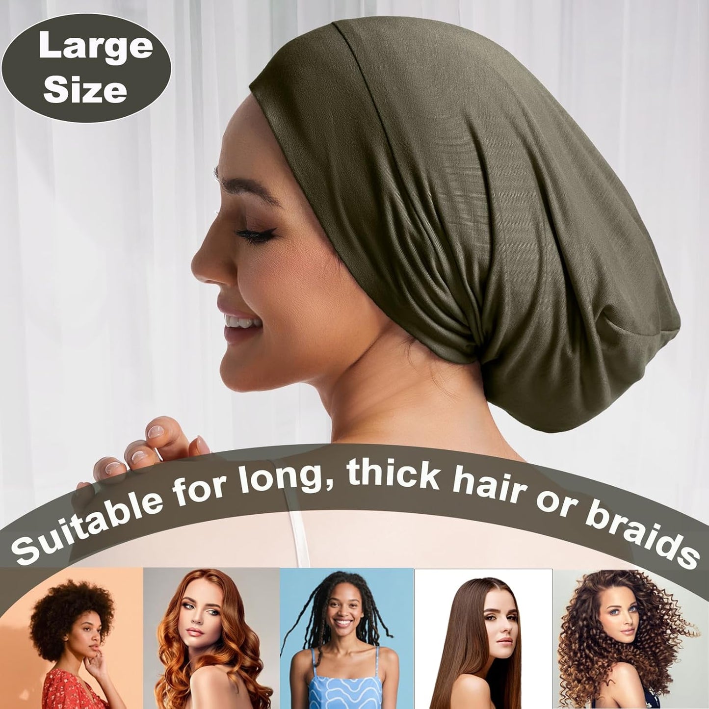 Sleep Cap Bonnet for Sleeping Black Women Men, Adjustable Cooling Lining Bonnets for Curly Hair Wrap Braids Beanie Night Hat