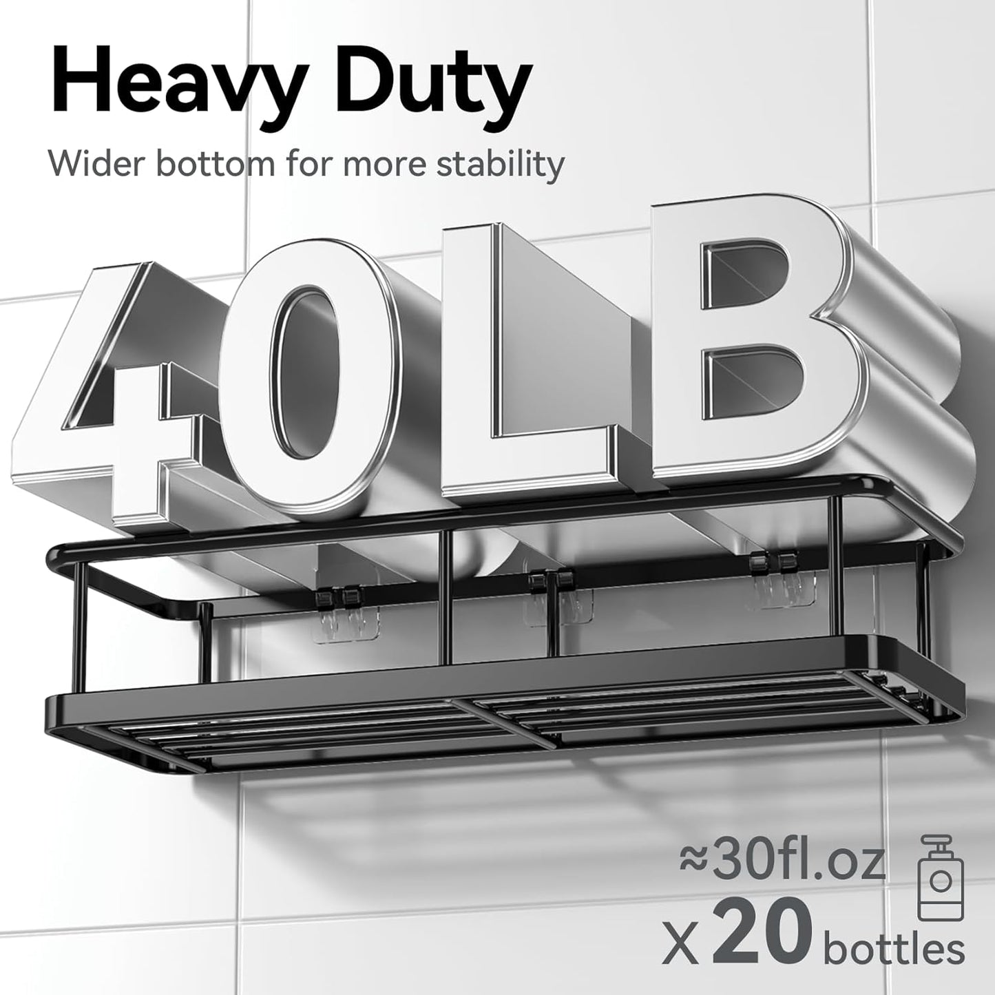 YASONIC Shower Caddy, 100% Rustproof Shower Shelves for Inside Shower, No Drilling Bathroom Organizers and Storage, 6 Pack Large Capacity Bathroom Shelves for Kitchen & Home Decor