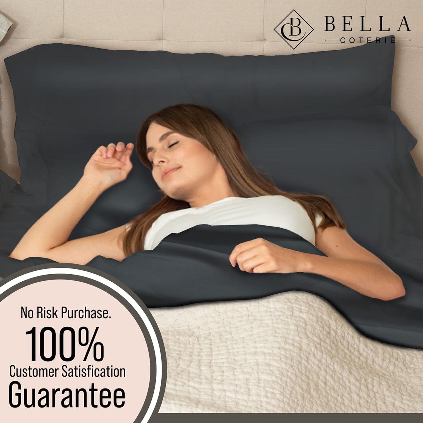 Bella Coterie Luxury Bamboo Viscose 34” Split Top King Size Sheet Set | 1 Fitted Sheet for Sleep Number & Adjustable Beds | 100% Organically Grown | Cooling & Soft | 18” Deep Pocket [Charcoal Grey]