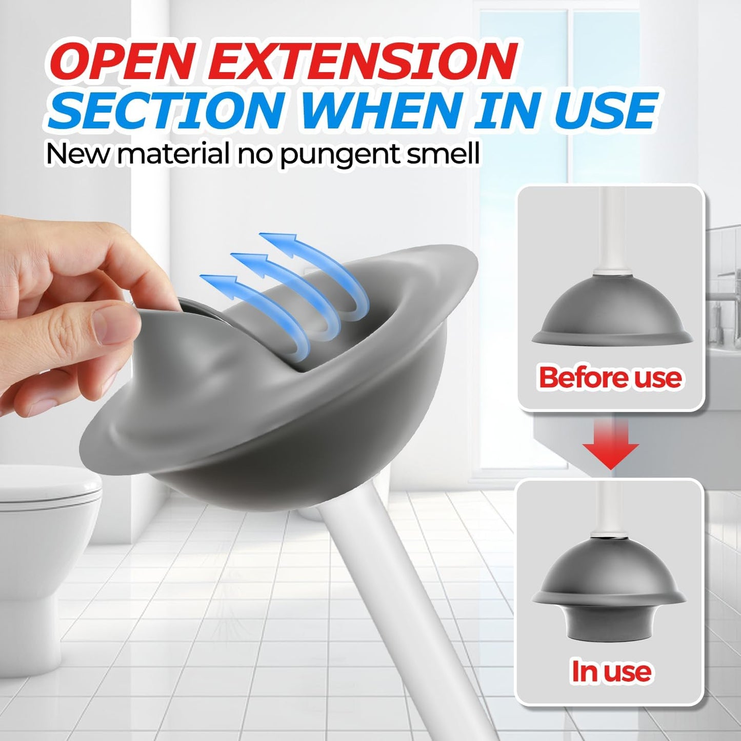 2Pack Toilet Plunger with Holder，Plungers for Bathroom with Holder, Toilet Plunger with Cover，Bathroom Plunger，Bathroom Decor，Toilet Bowl Cleaners,Bathroom Accessories，White(19inch)