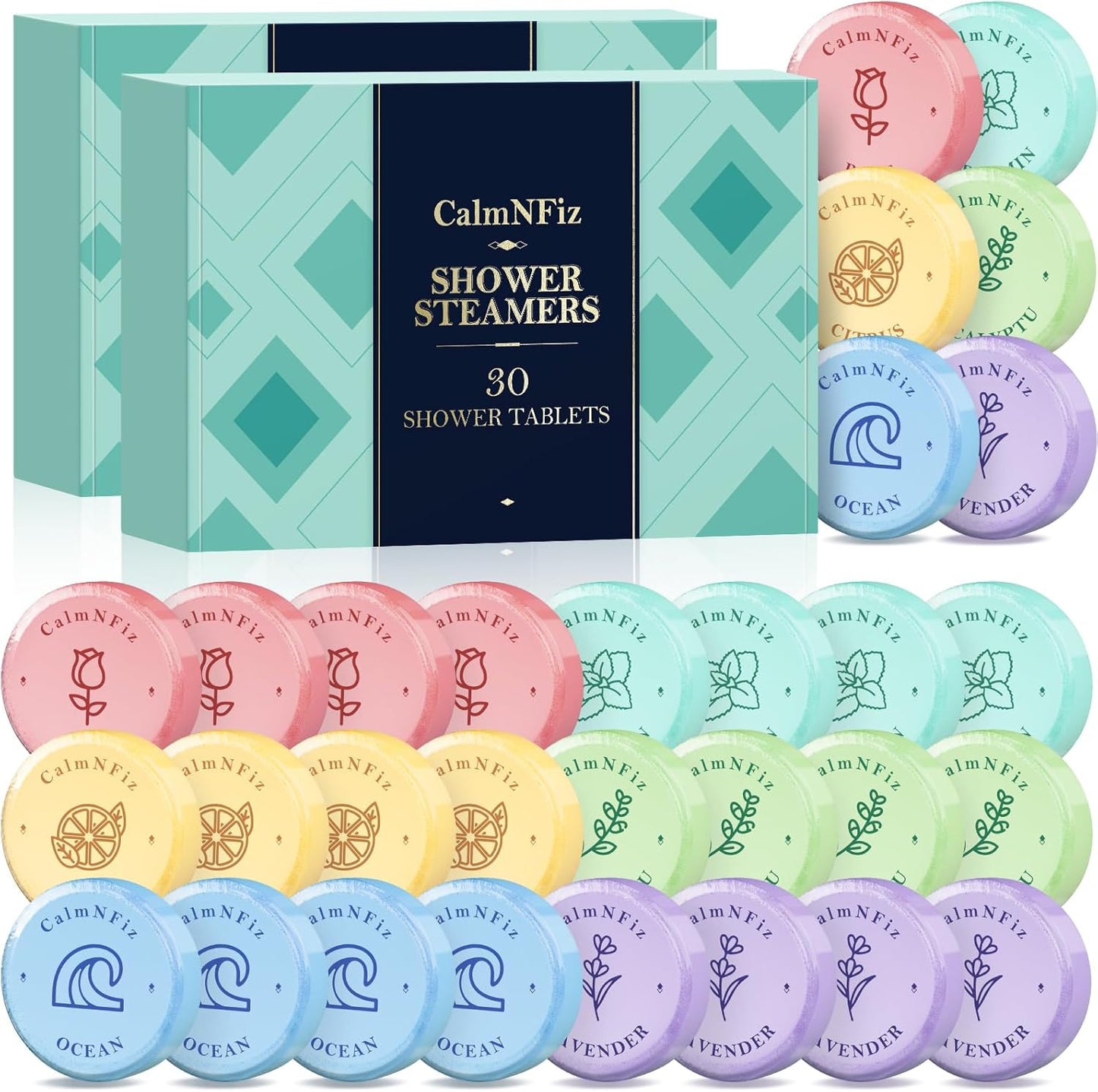60 Pack Shower Steamers, Shower Bath Bombs with Natural Fragrance - Holiday Presents – Self-Care Presents for Women and Men, Relaxation Birthday Presents