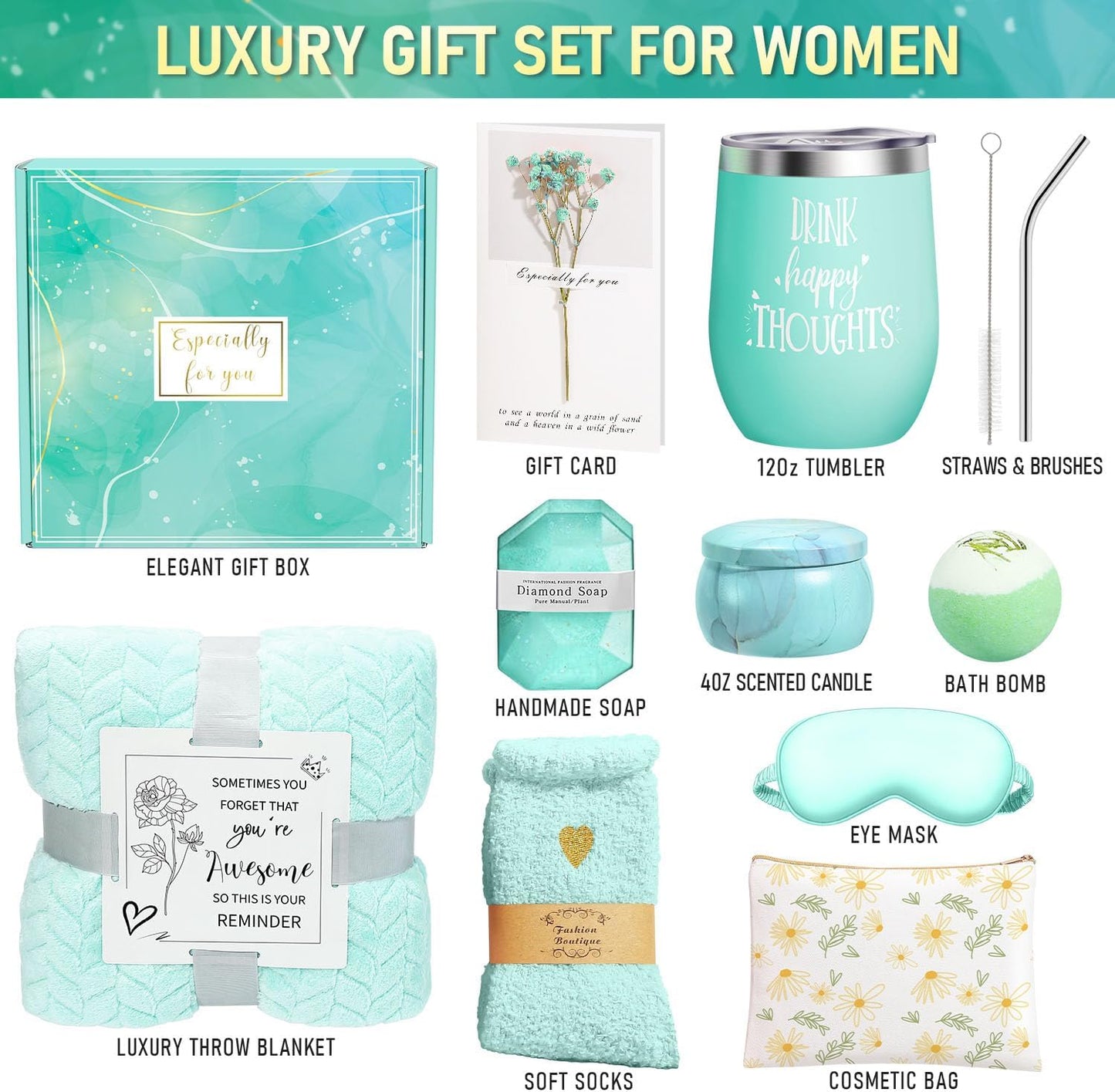Happy Birthday Gifts for Women Self Care Gift, Relaxing Care Package Spa Gift Basket, Valentines Day, Mothers Day, Christmas, Birthday Gifts for Women Mom Her Friend Sister Wife