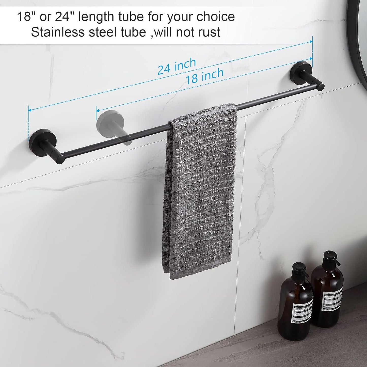 BGL Bathroom Hardware Set Black Bathroom Accessory Set Towel Bar 8 Pieces
