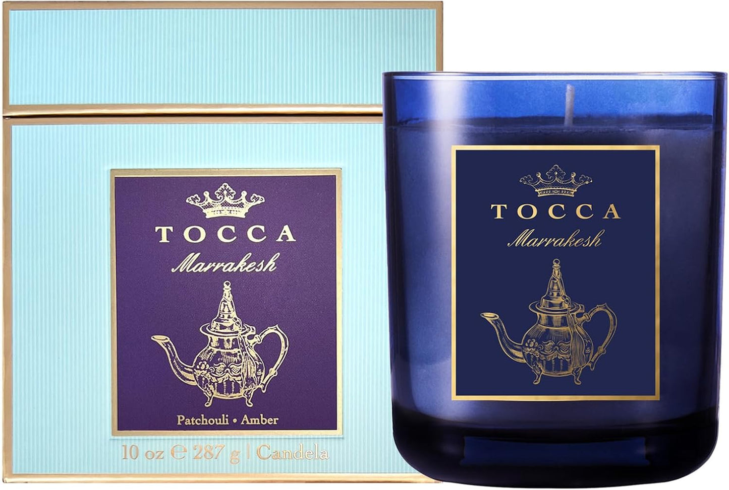 TOCCA Marrakesh 10oz Candle - Patchouli & Amber Scented, Hand Poured Soy-Wax Blend with 100% Cotton Wick, 60 Hour Burn Time