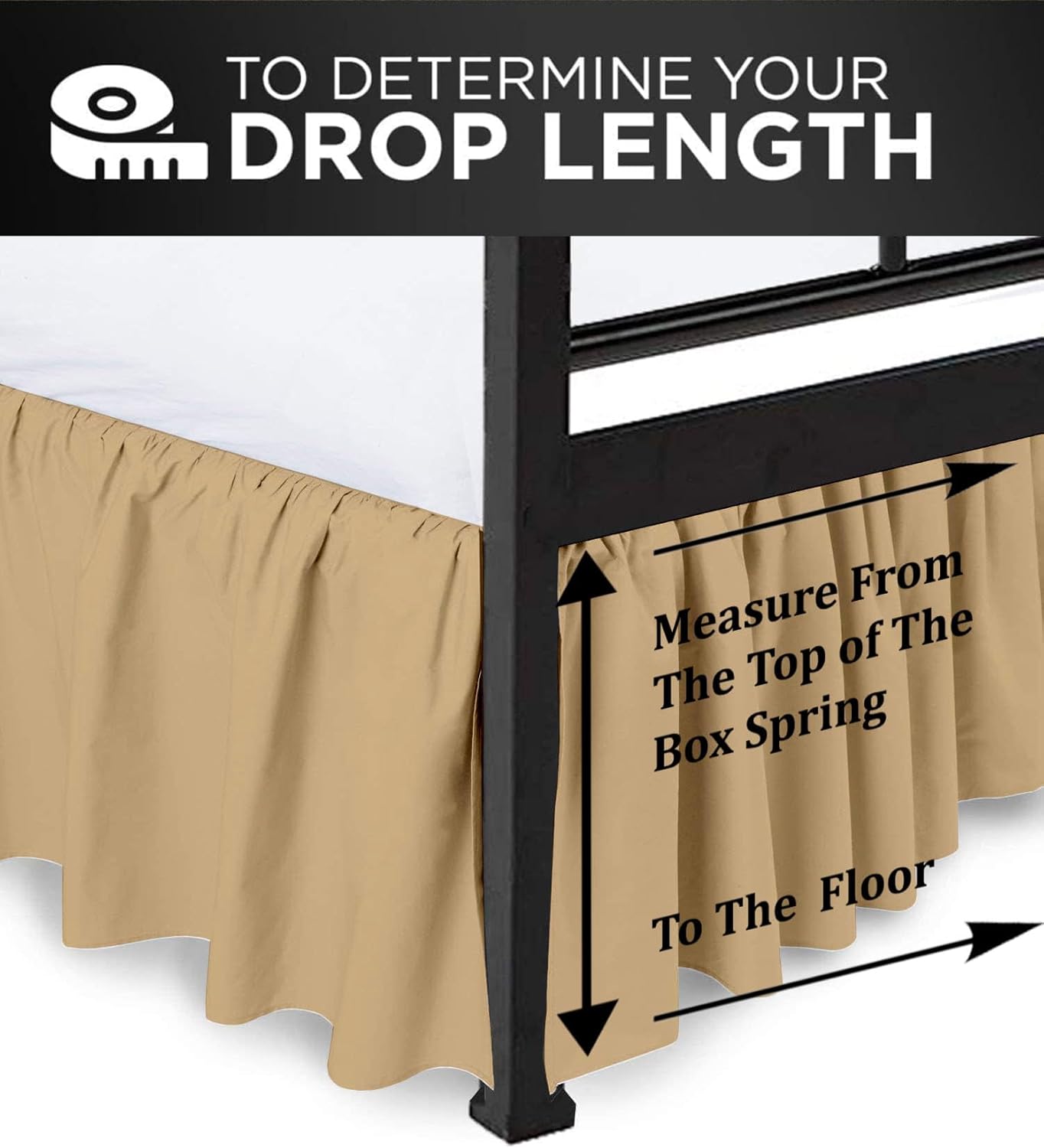 Ruffled Bed Skirt with Split Corners, Taupe, King 16 Inch Drop Bedskirt, Hotel Quality Brushed Microfiber Wrinkle Free Dust Ruffle Bed Skirt King Size