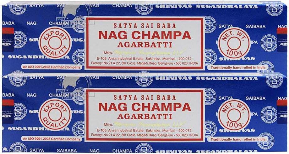 TRUMIRI Incense Stick Holder Bundle with Satya Sai Baba Nagchampa 100g Incense Sticks - Pack of 2 (Approx 200 Sticks)