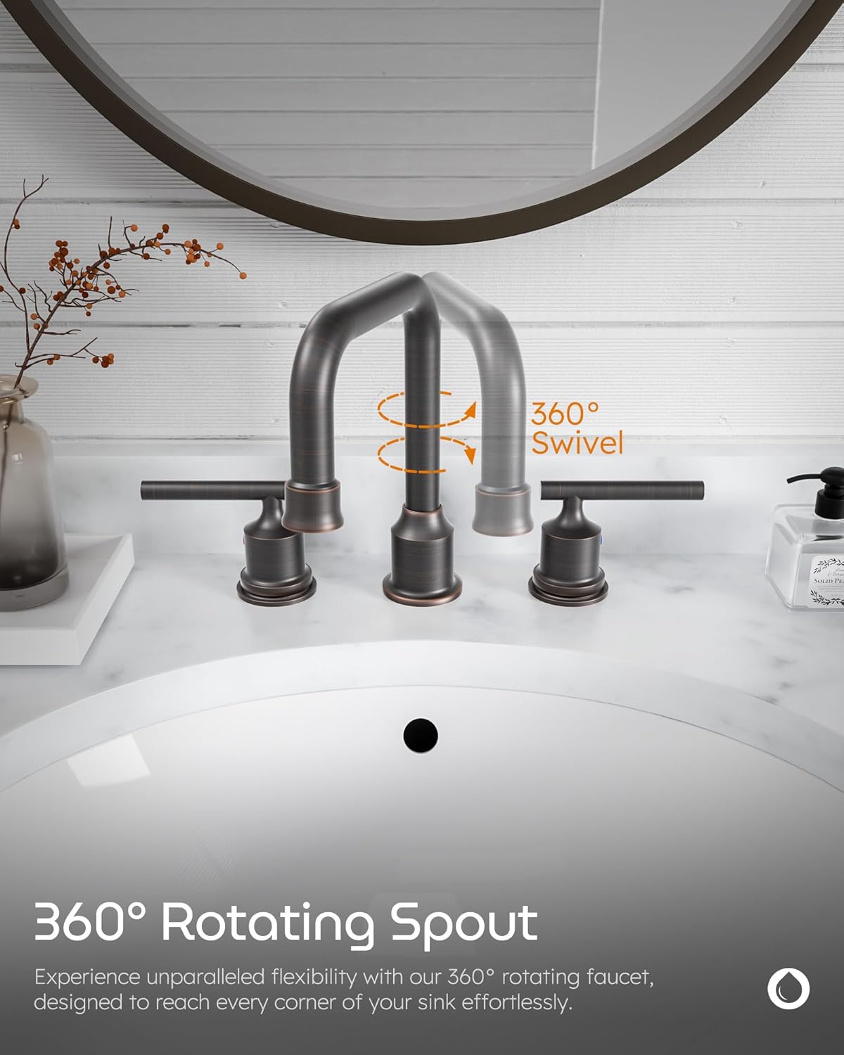 WOWOW Oil Rubbed Bronze Bathroom Faucet Widespread Bathroom Sink Faucet 3 Holes Vanity Faucet 2 Handle Basin Tap with Drain and Suplly Lines Retro